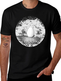 Abstract Egg Graphic Tee - Black Cotton T-Shirt