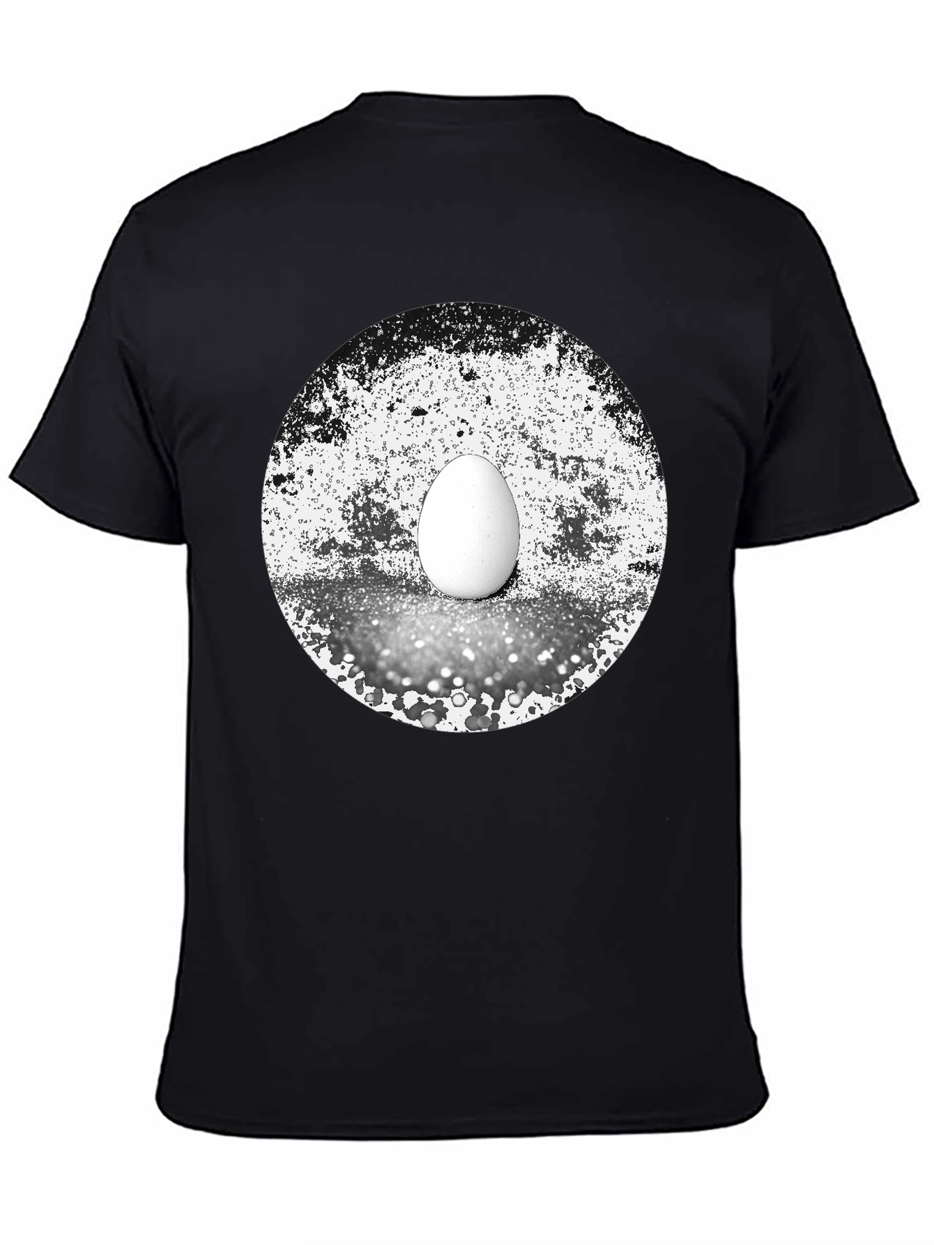 Abstract Egg Graphic Tee - Black Cotton T-Shirt
