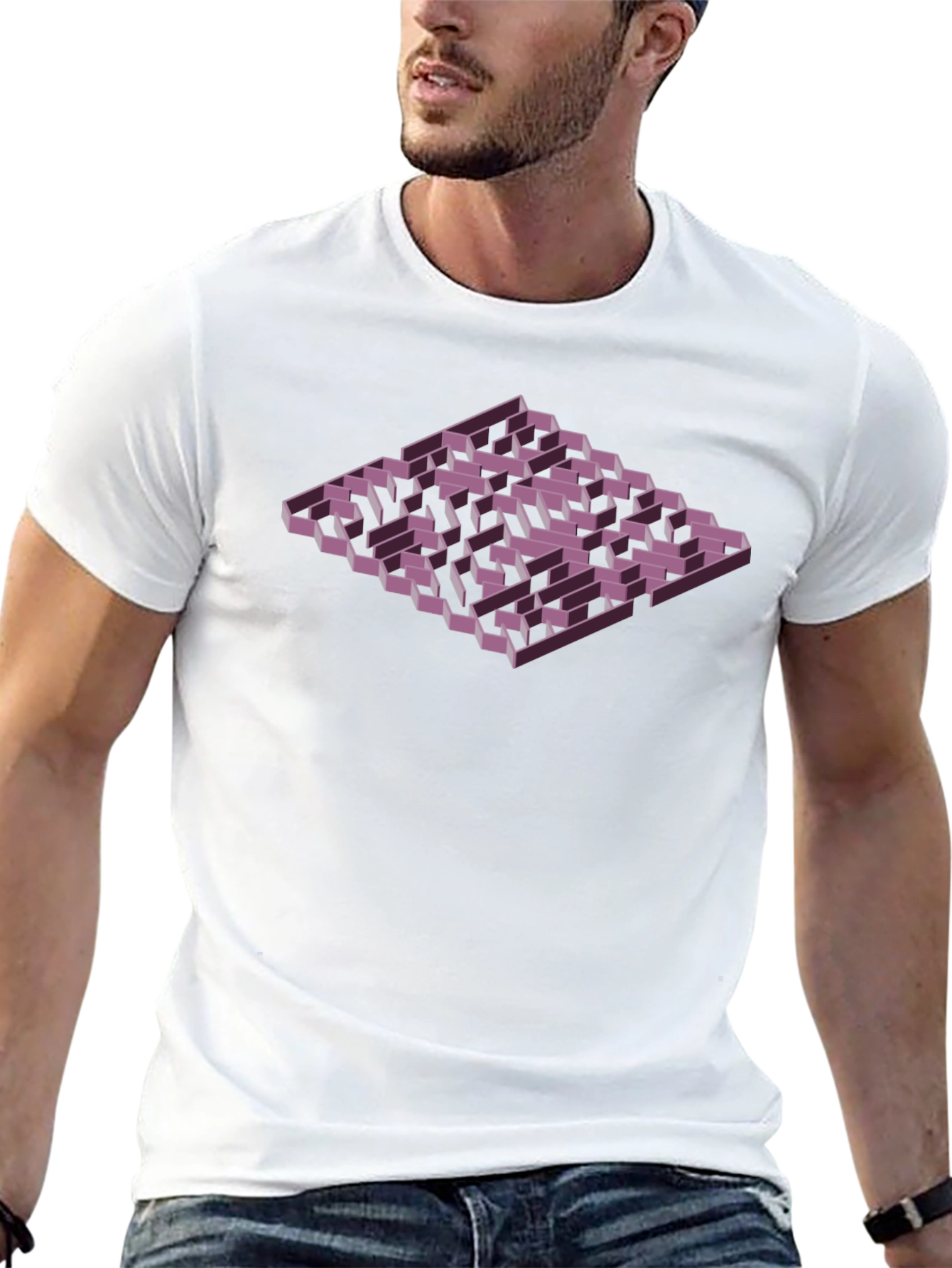 Isometric Maze Graphic Tee - Mens Black T-Shirt