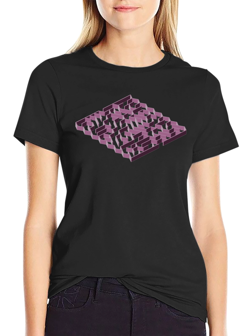 Isometric Maze Graphic Tee - Mens Black T-Shirt