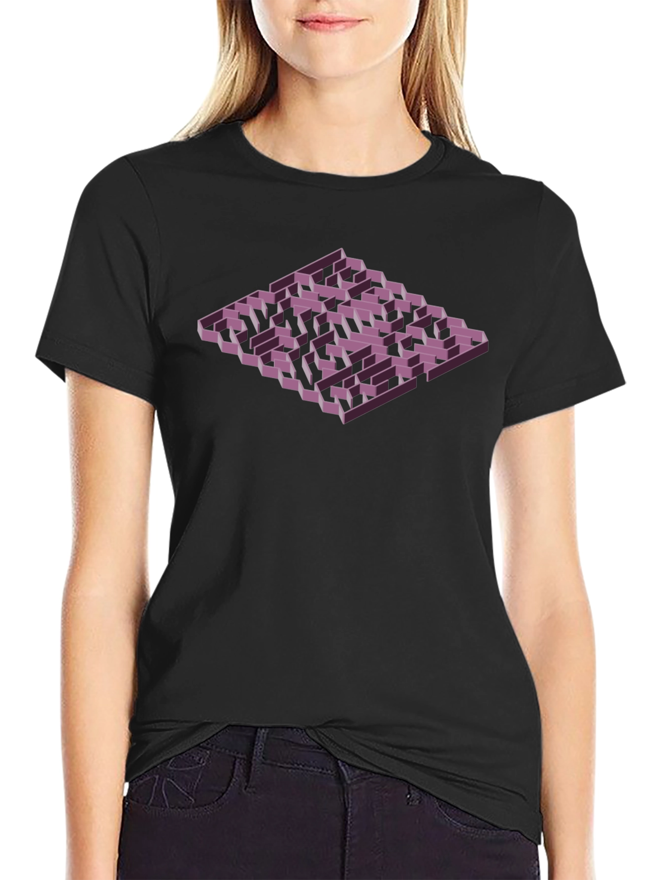 Isometric Maze Graphic Tee - Mens Black T-Shirt