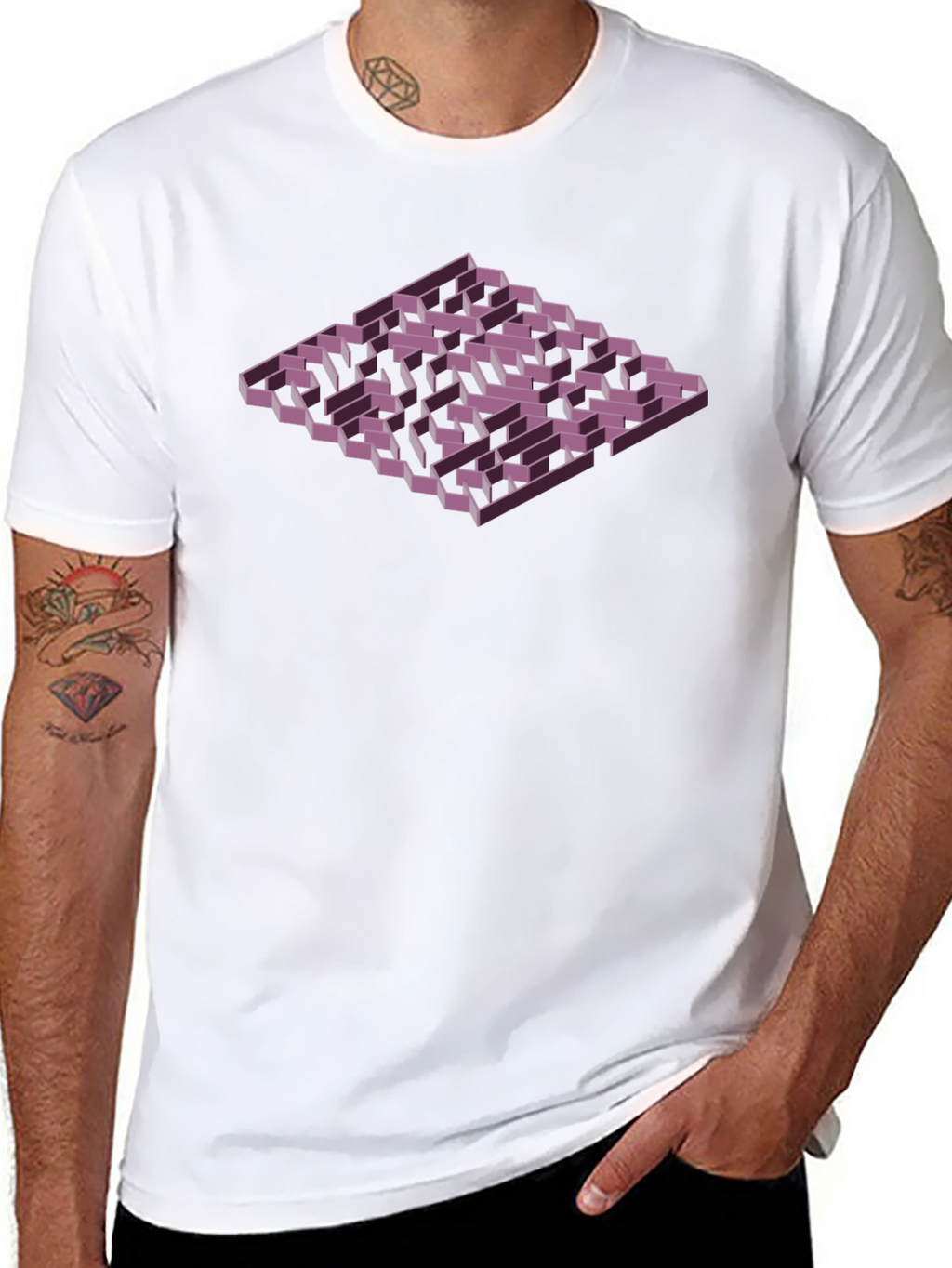 Isometric Maze Graphic Tee - Mens Black T-Shirt