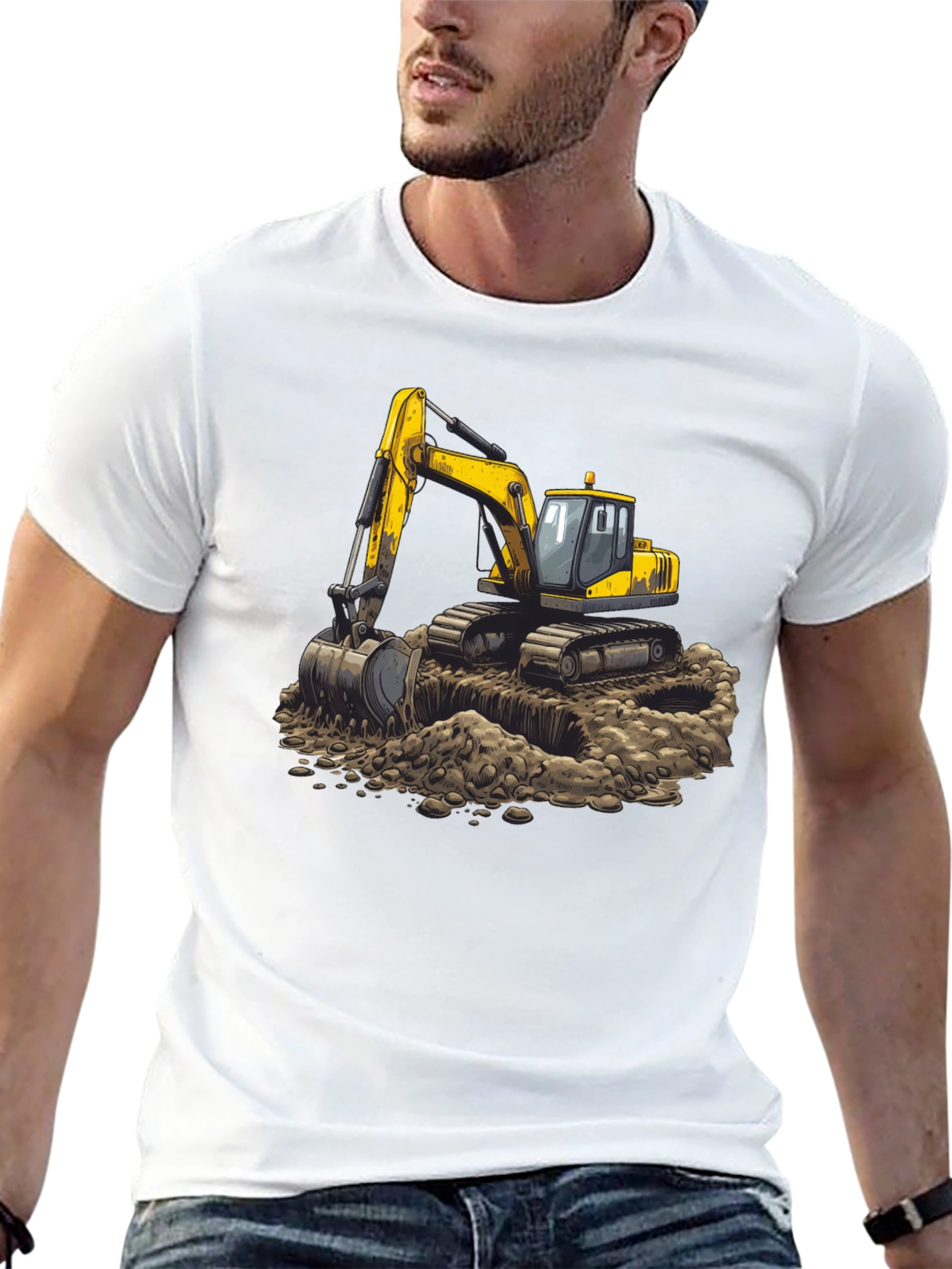Excavator Graphic Tee - Construction Crew Shirt