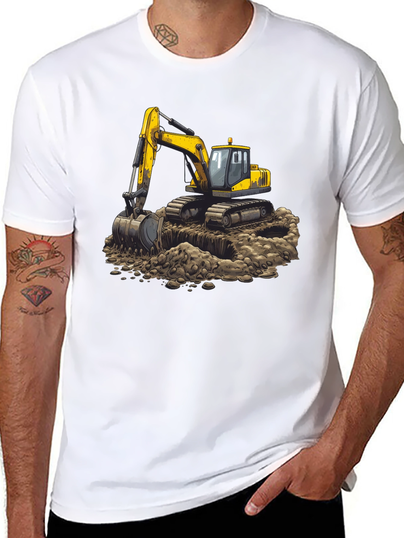 Excavator Graphic Tee - Construction Crew Shirt