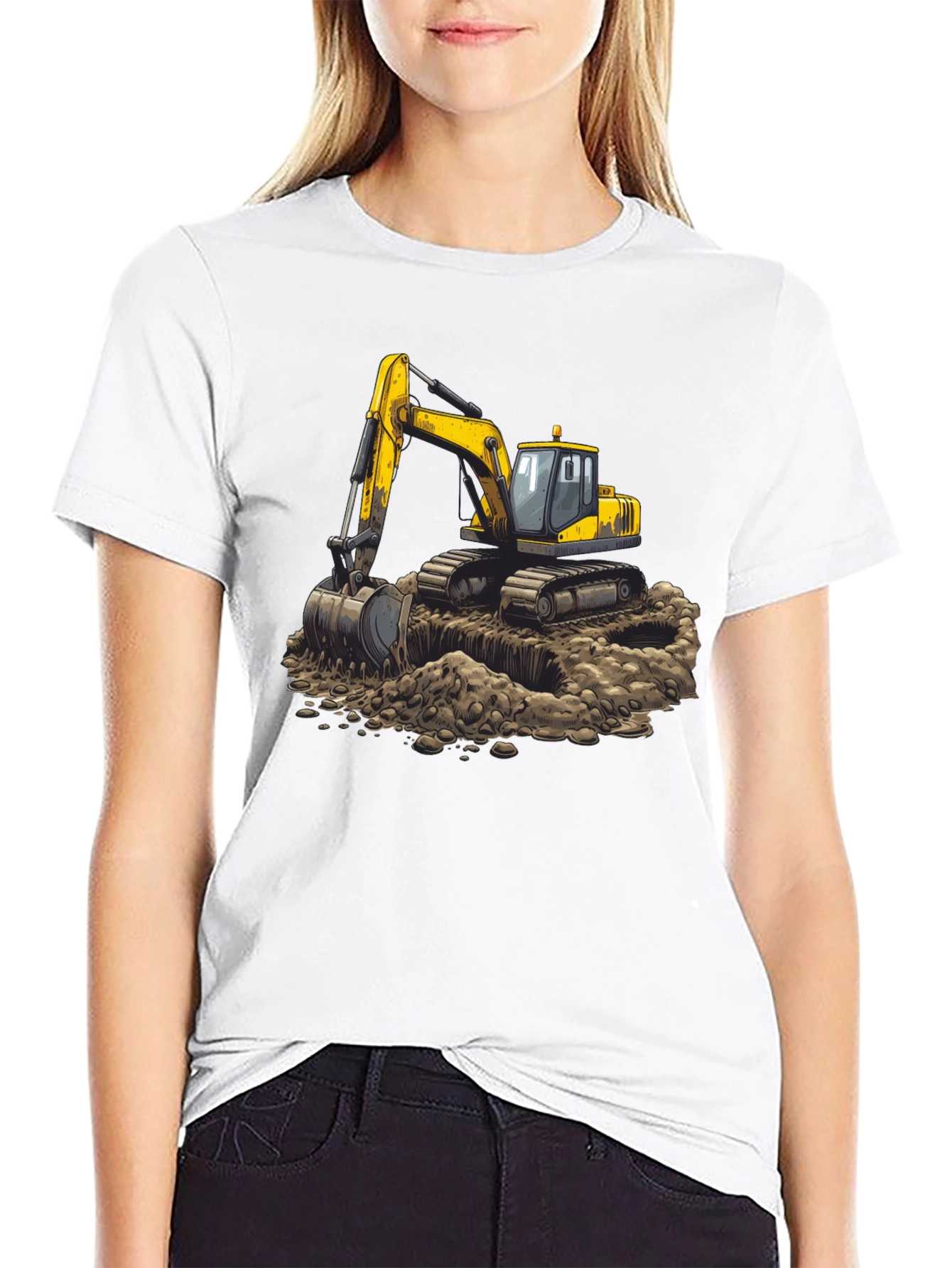 Excavator Graphic Tee - Construction Crew Shirt