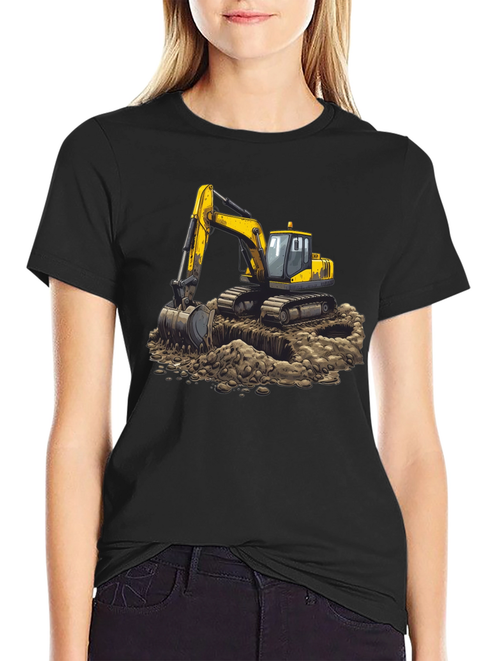 Excavator Graphic Tee - Construction Crew Shirt