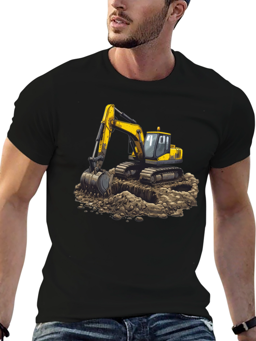 Excavator Graphic Tee - Construction Crew Shirt