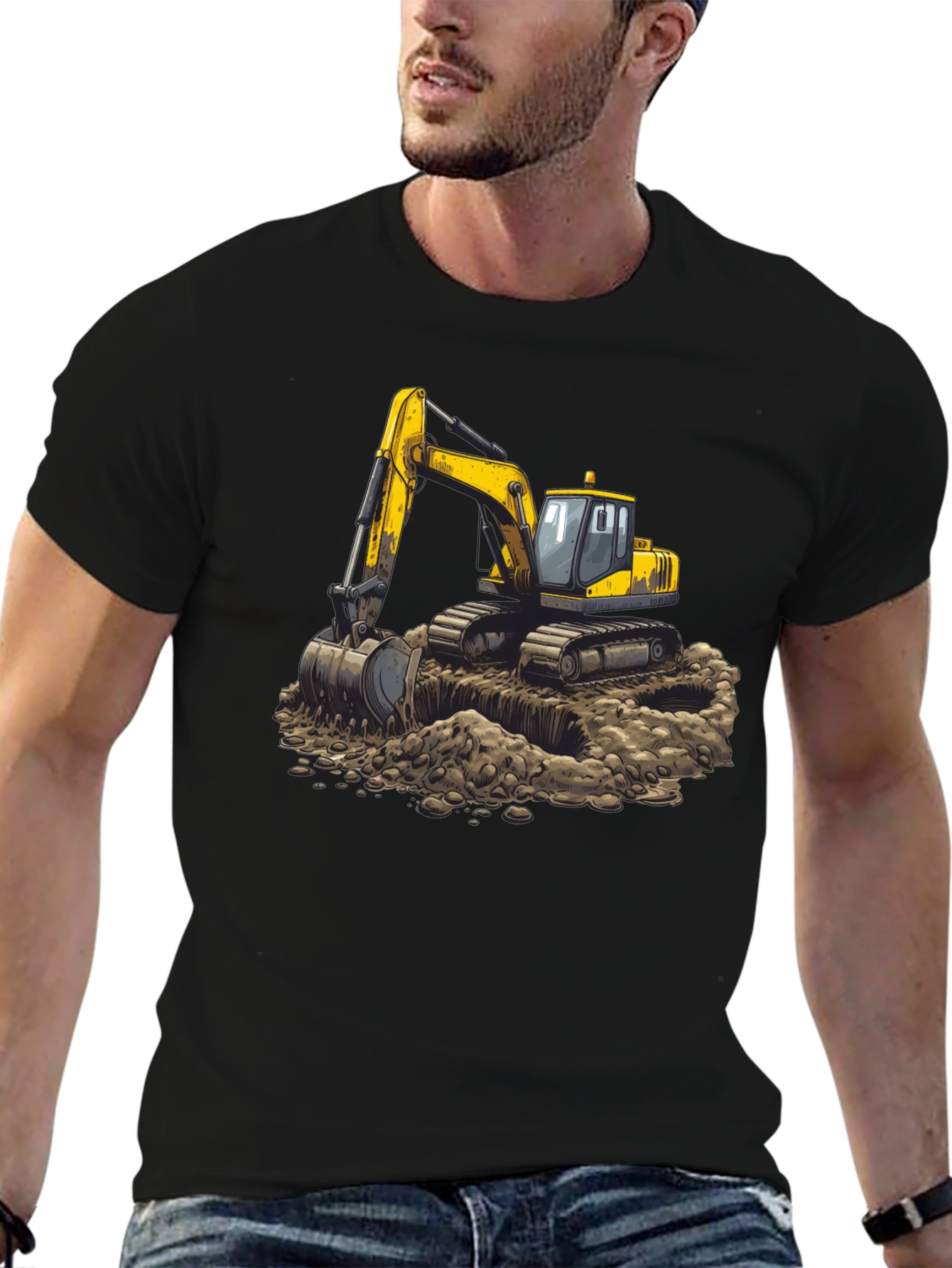 Excavator Graphic Tee - Construction Crew Shirt