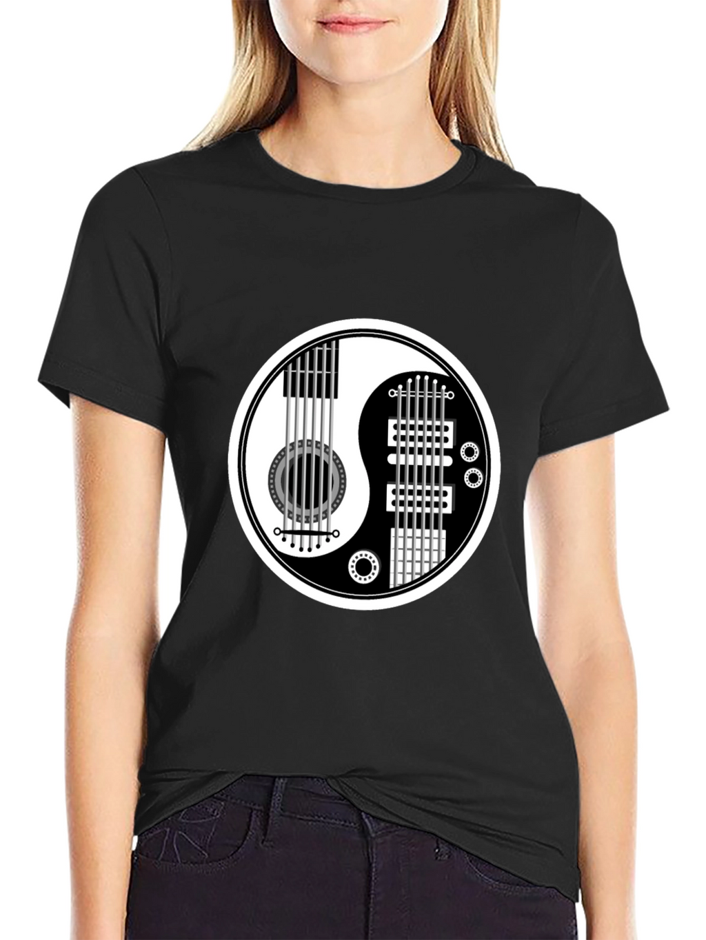 Yin Yang Guitar Graphic Tee - Music Lover Shirt