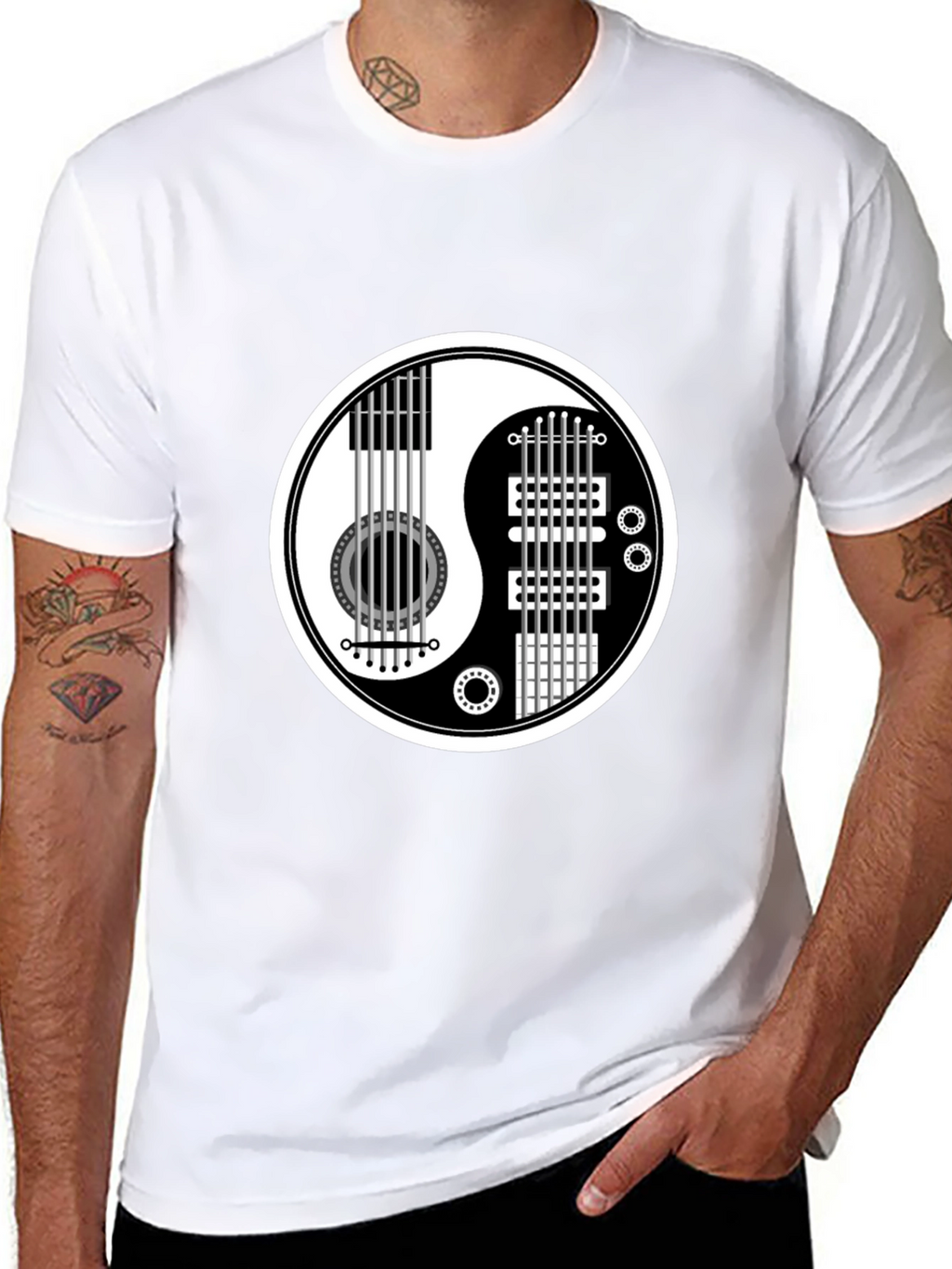 Yin Yang Guitar Graphic Tee - Music Lover Shirt
