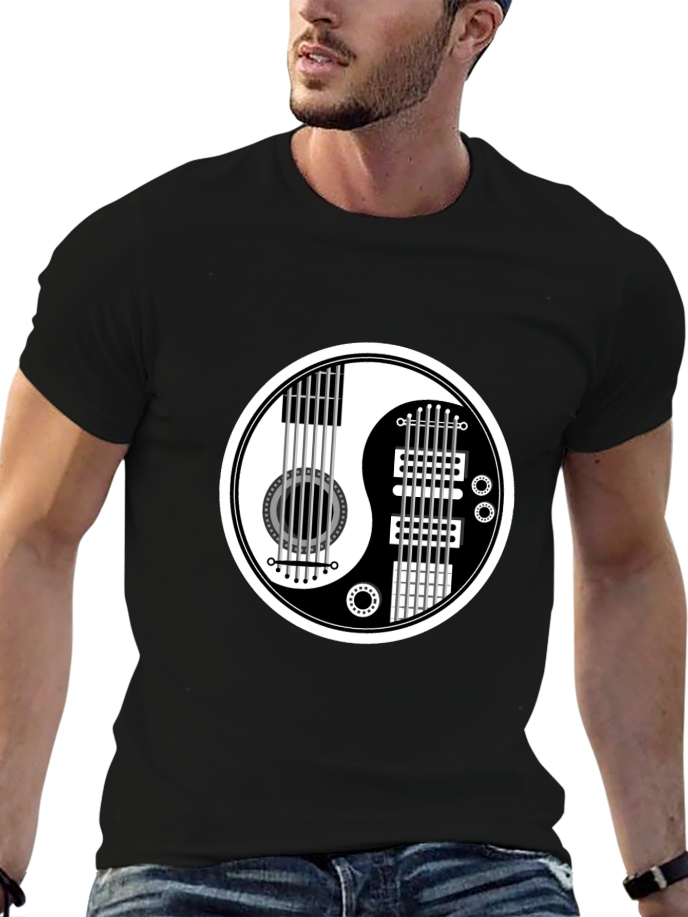 Yin Yang Guitar Graphic Tee - Music Lover Shirt