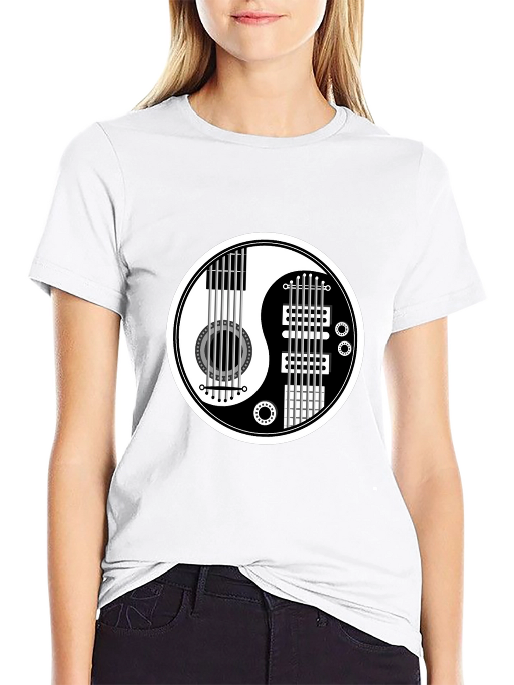Yin Yang Guitar Graphic Tee - Music Lover Shirt
