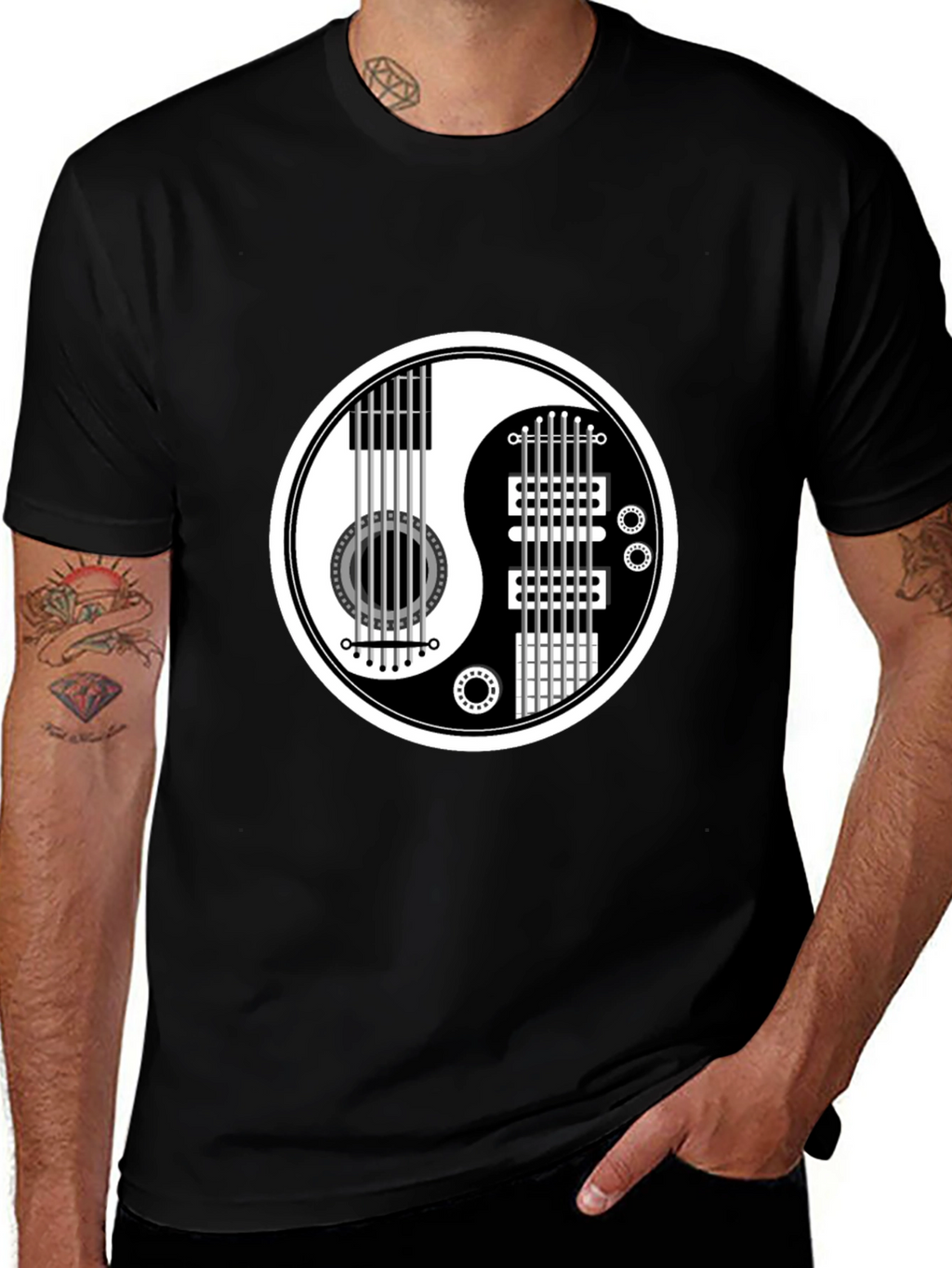 Yin Yang Guitar Graphic Tee - Music Lover Shirt