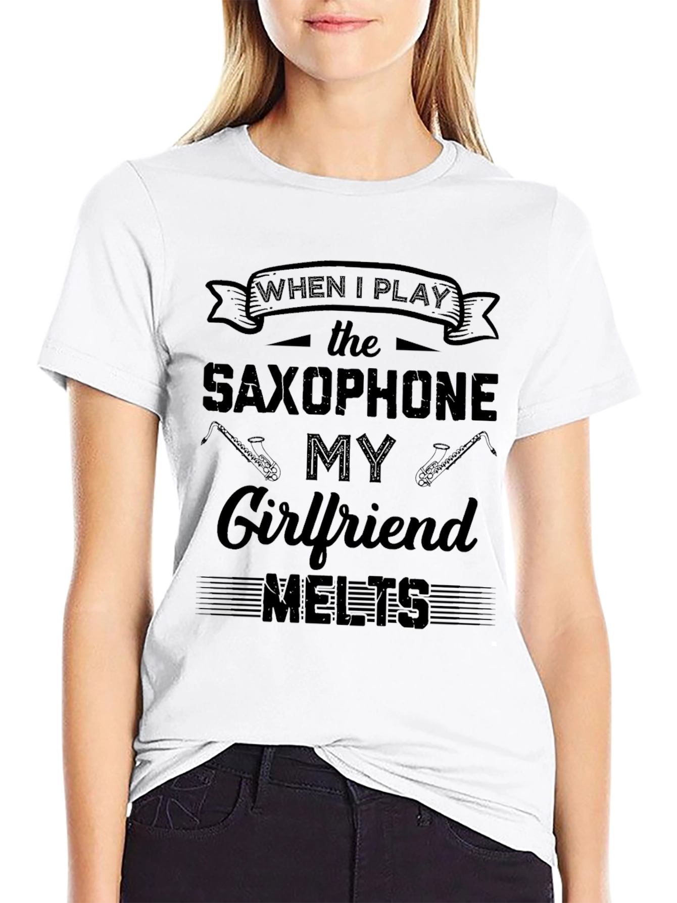 Saxophone Player Graphic Tee: Girlfriend Melts