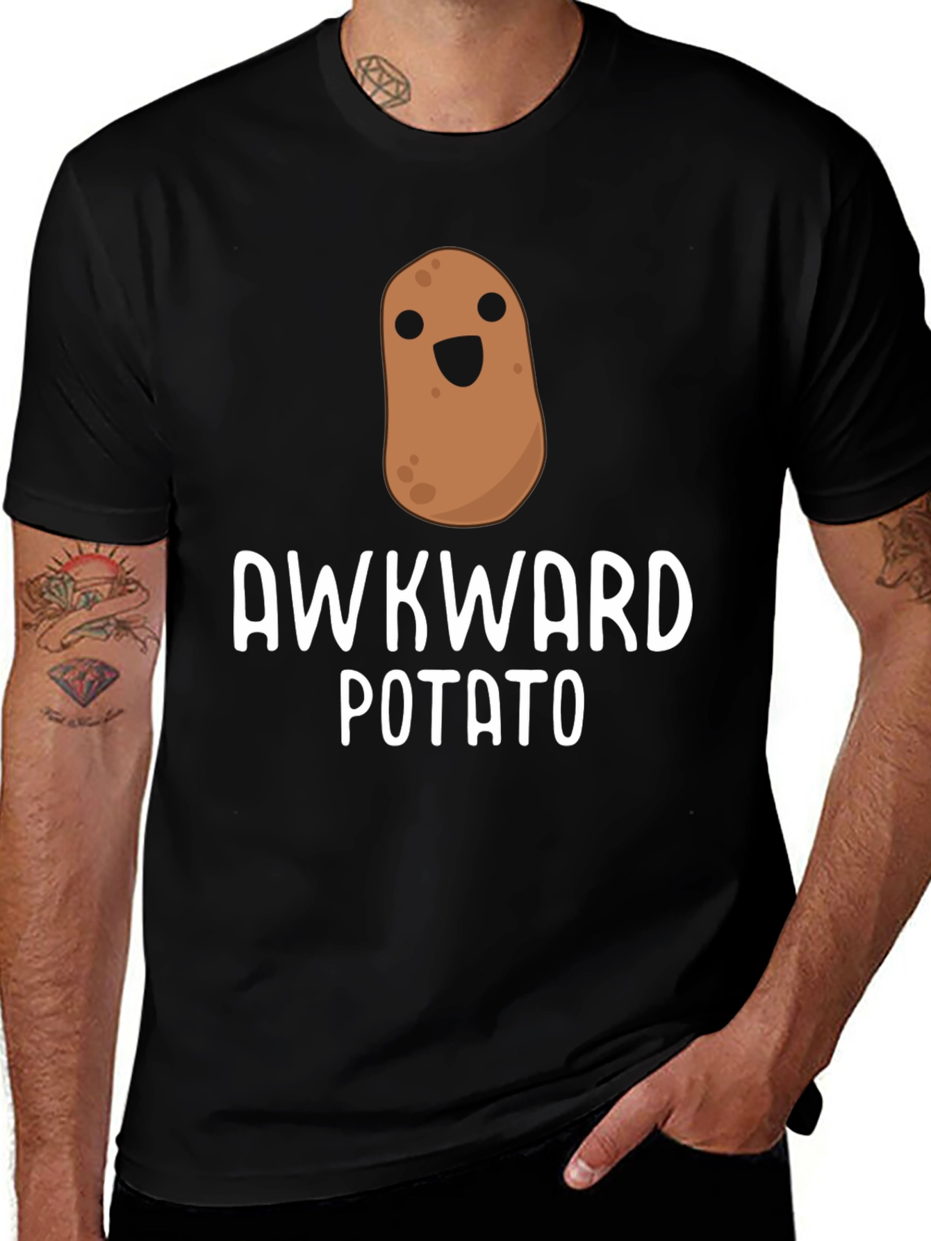 Awkward Potato Graphic T-Shirt - Unisex Black Tee