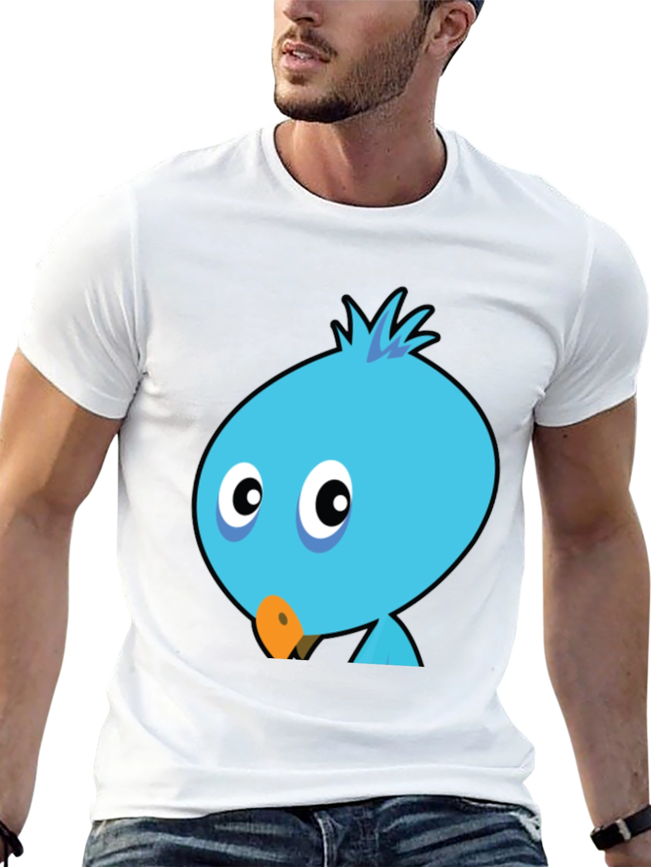 Cartoon Bird Graphic Tee - Mens Black T-Shirt