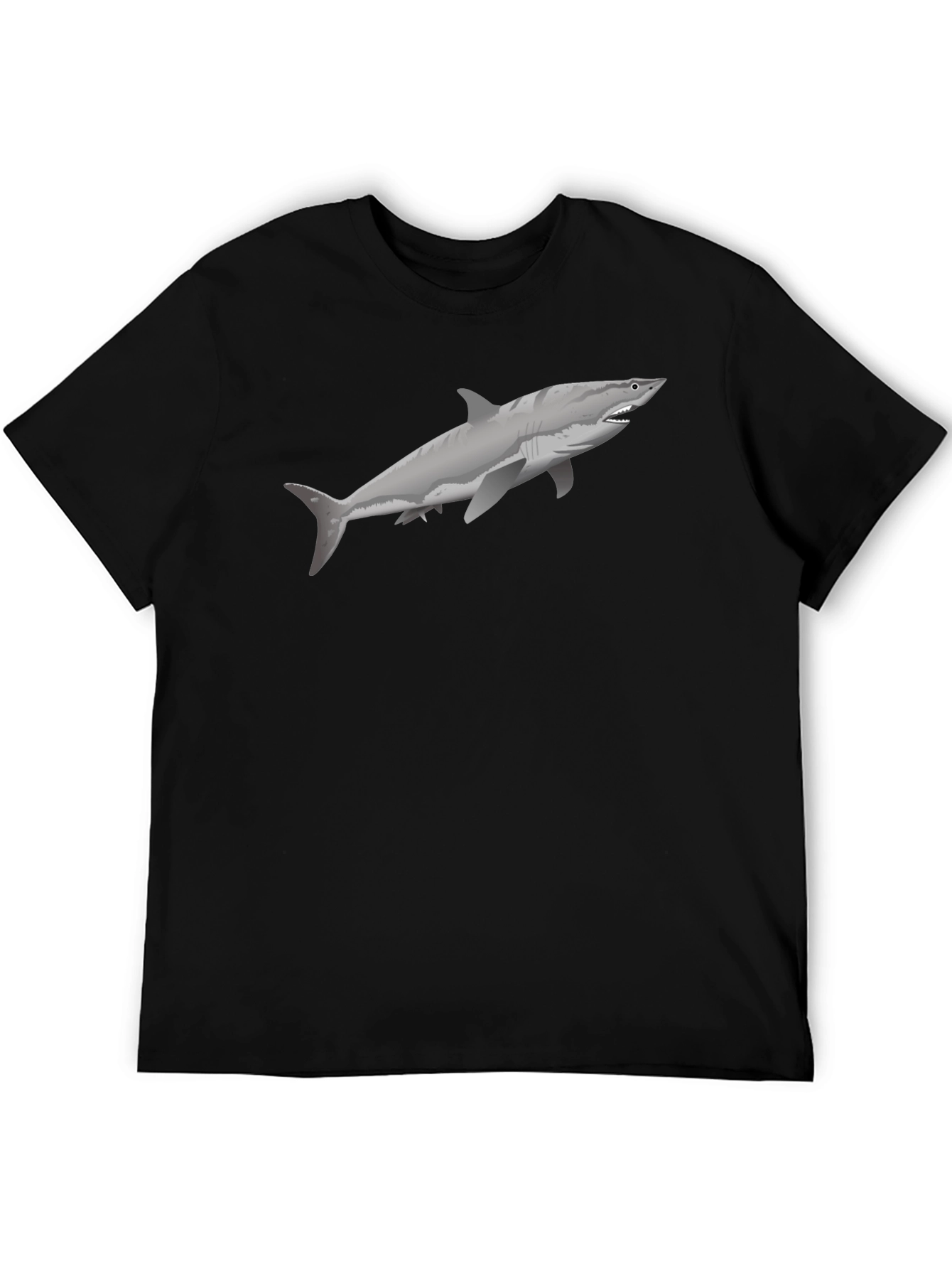 Shark Graphic Tee - Black Cotton T-Shirt