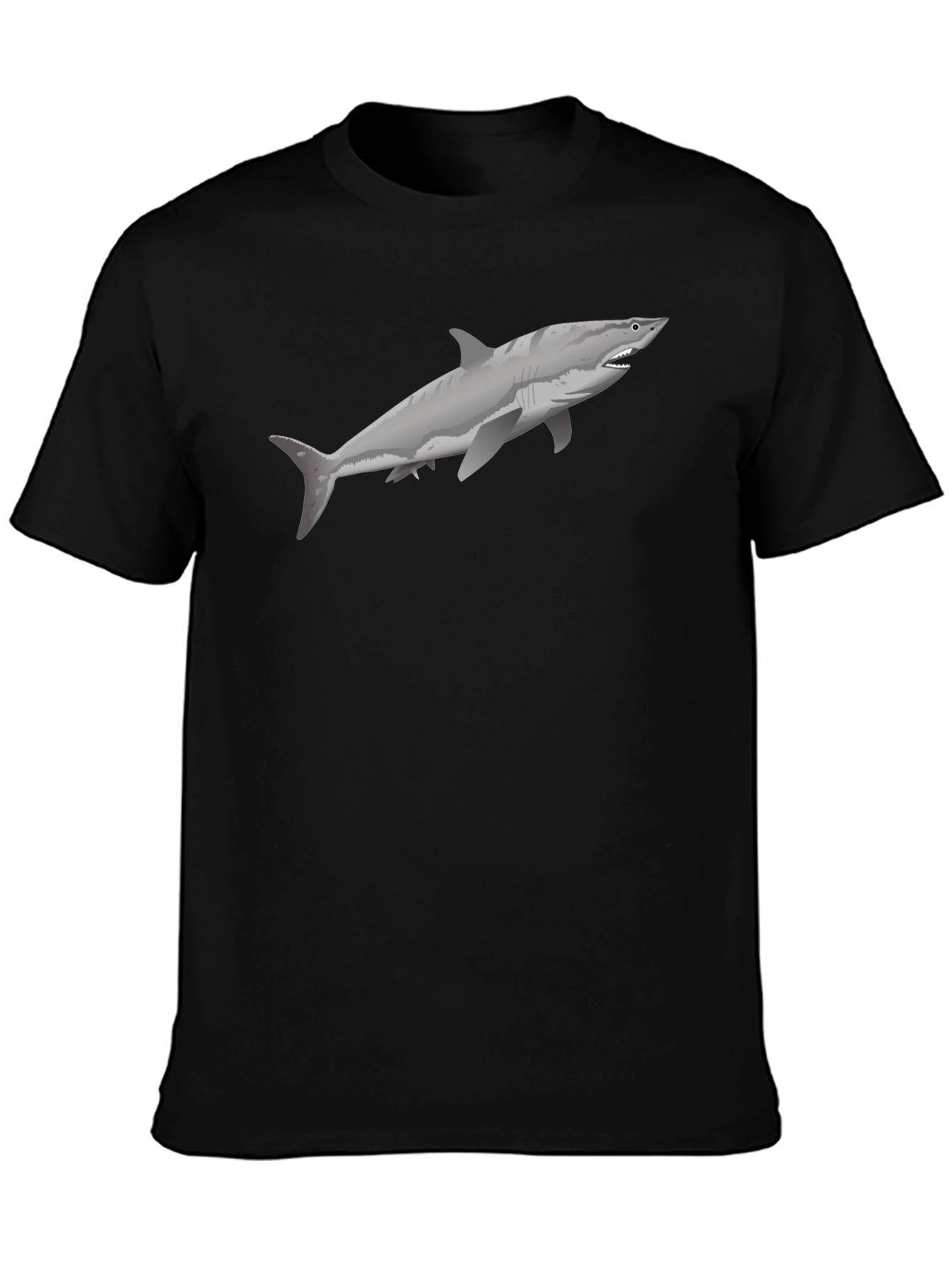 Shark Graphic Tee - Black Cotton T-Shirt