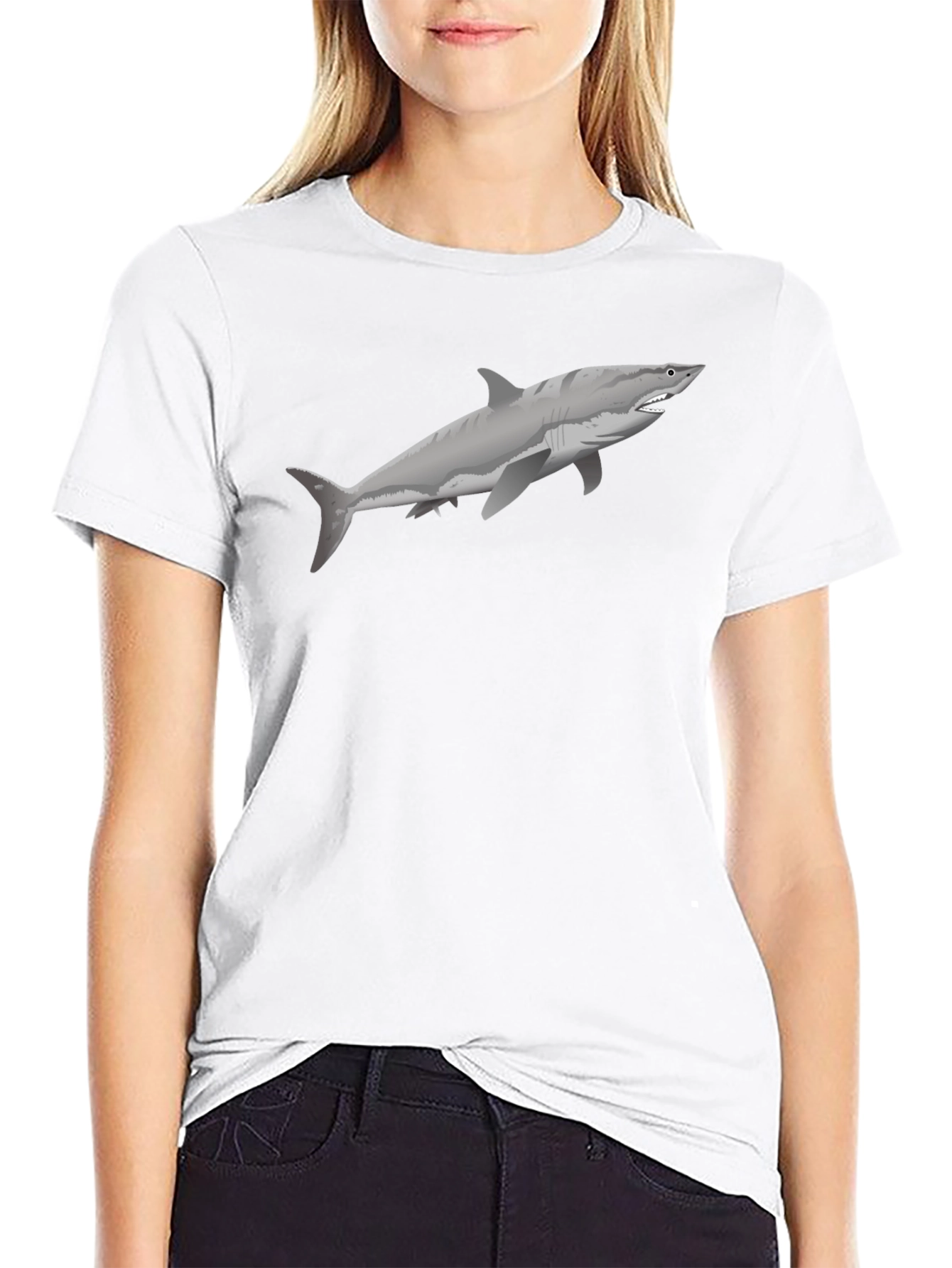 Shark Graphic Tee - Black Cotton T-Shirt