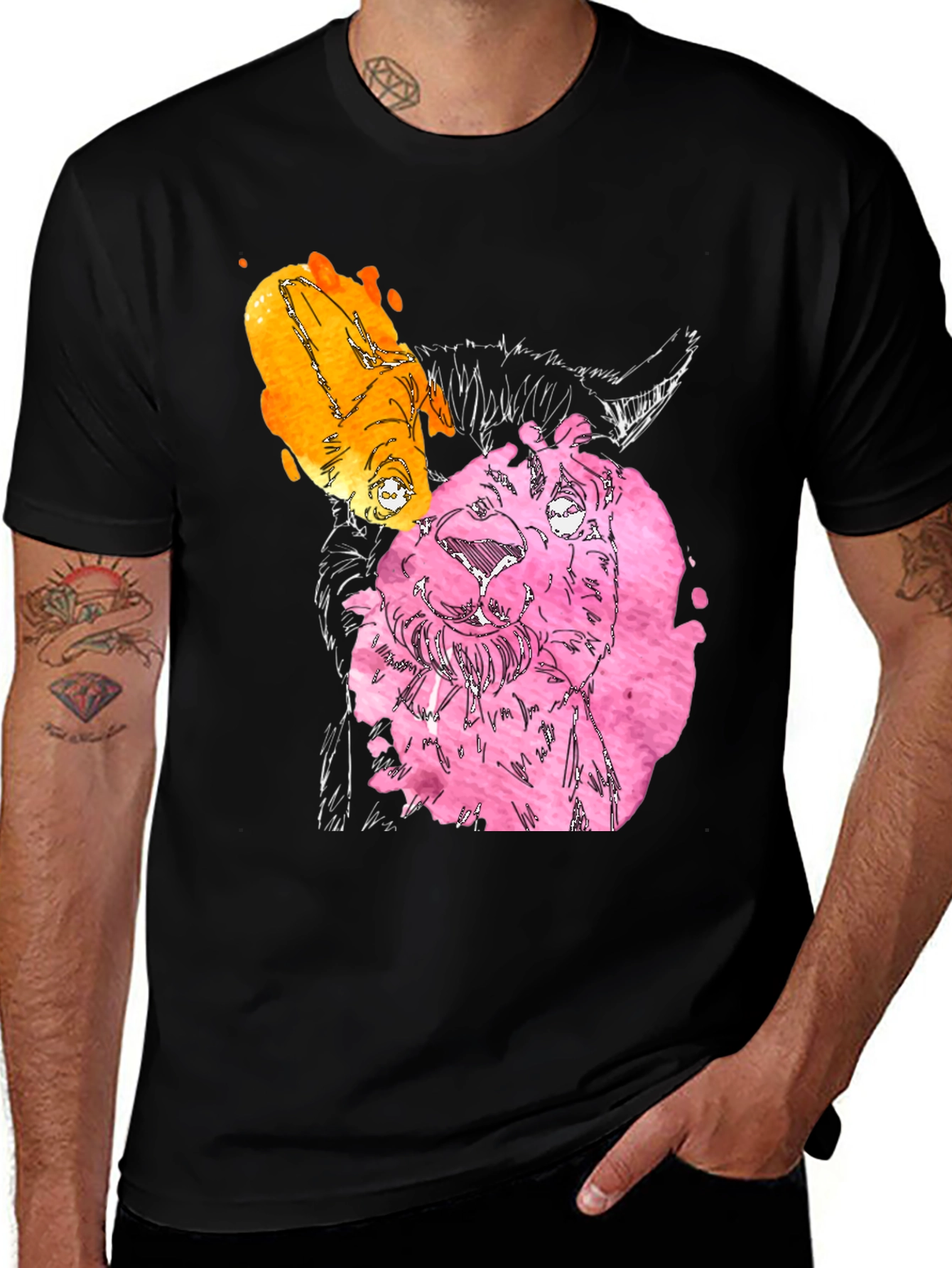 Watercolor Goat Graphic Tee - Unique Animal Art Shirt