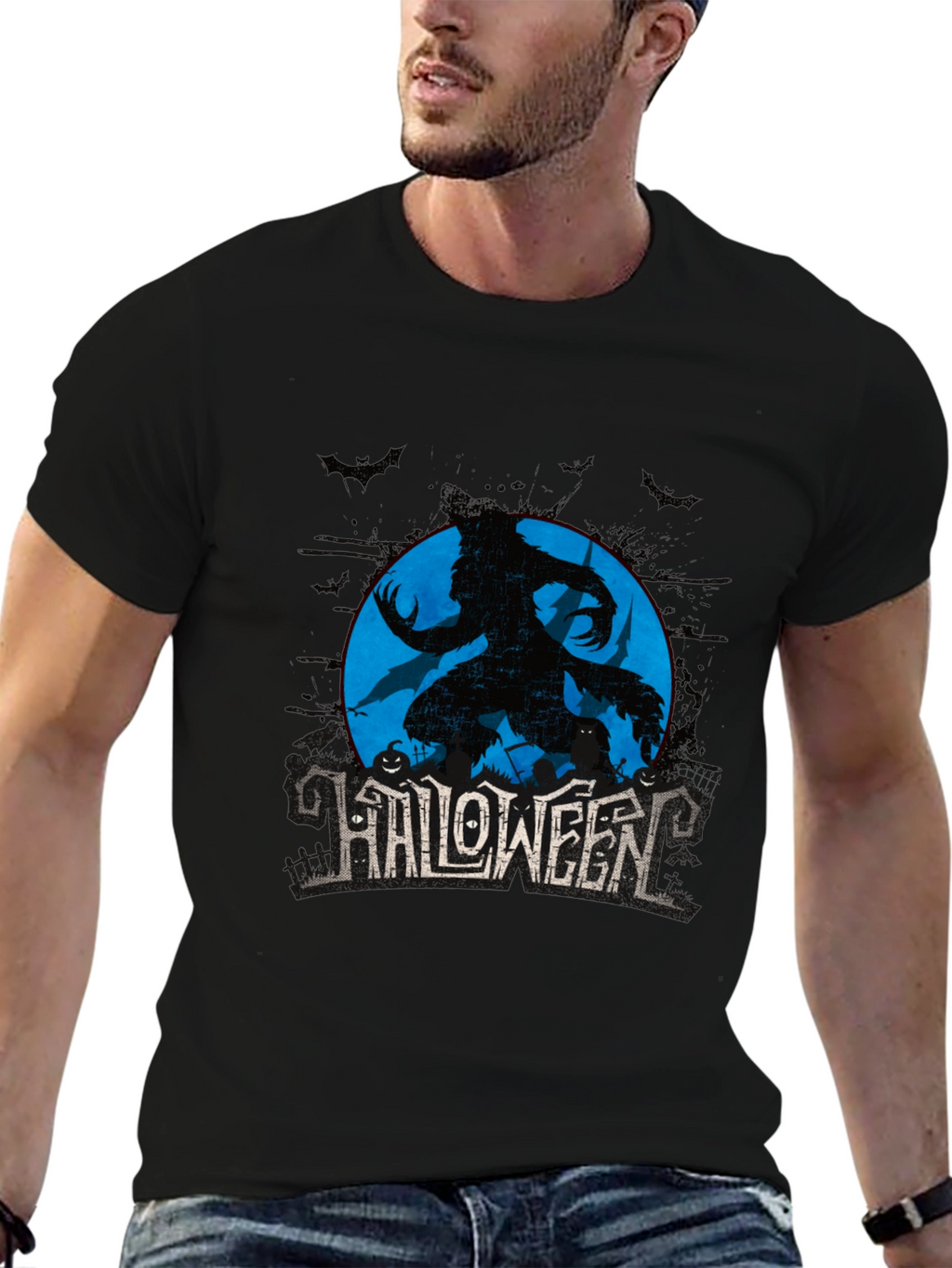 Halloween Werewolf Graphic T-Shirt