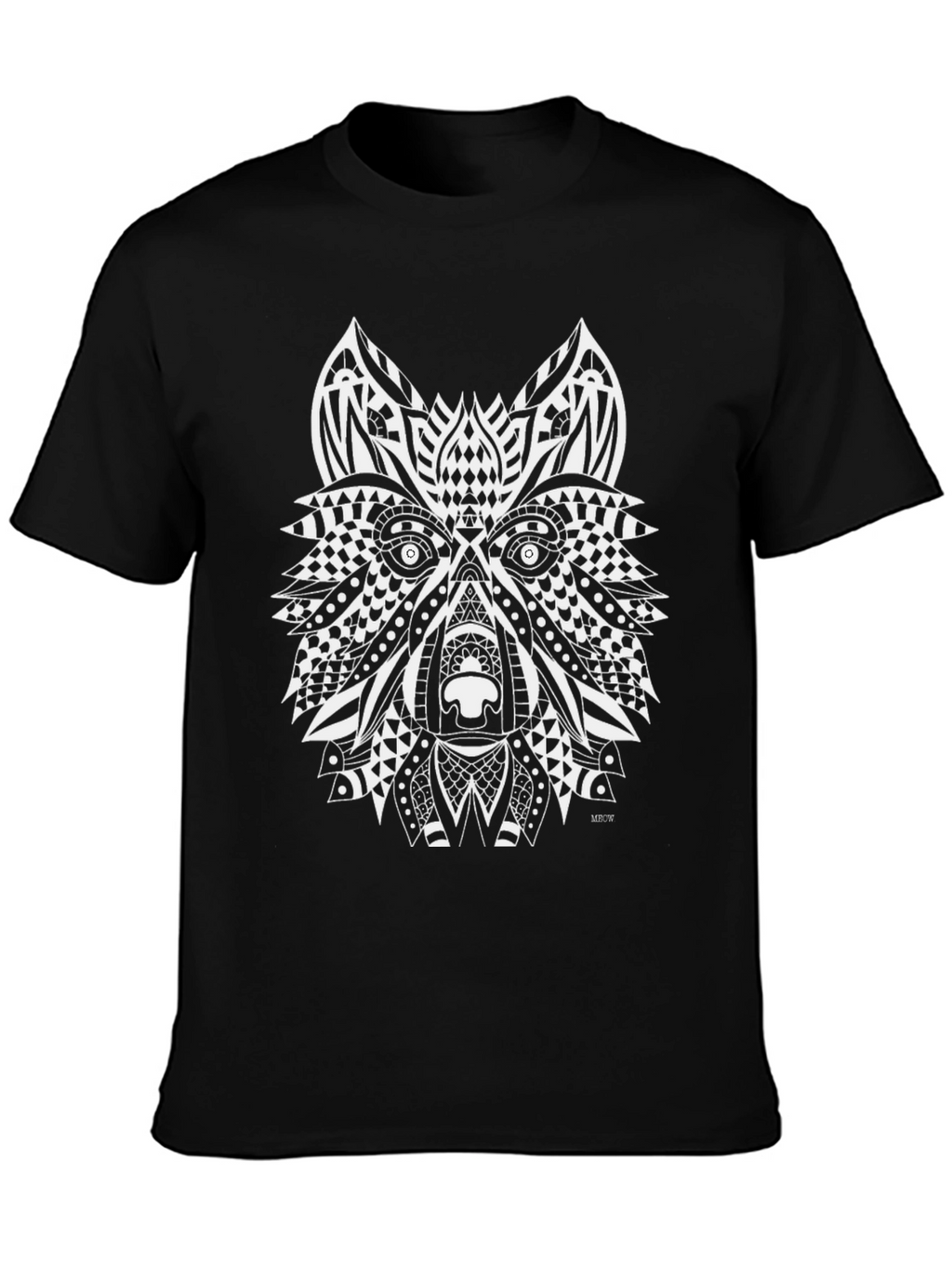 Tribal Wolf Graphic Black T-Shirt