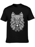 Tribal Wolf Graphic Black T-Shirt