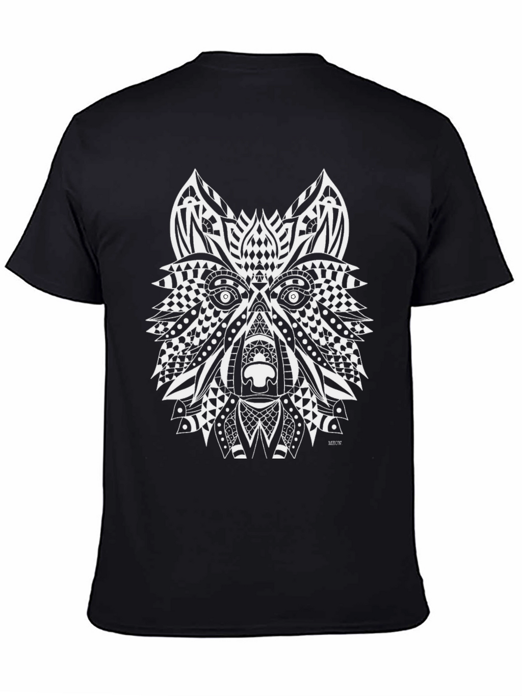 Tribal Wolf Graphic Black T-Shirt