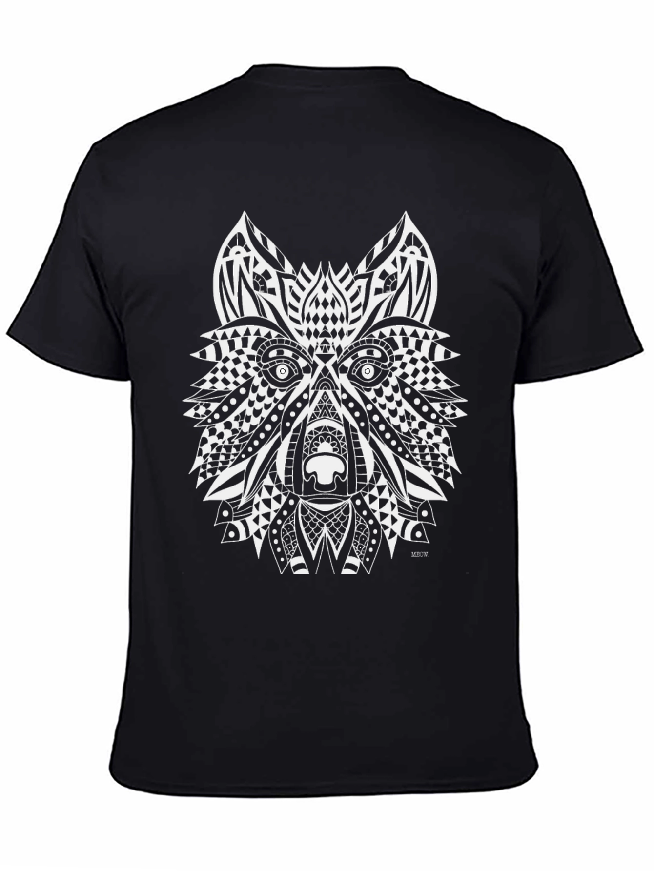 Tribal Wolf Graphic Black T-Shirt