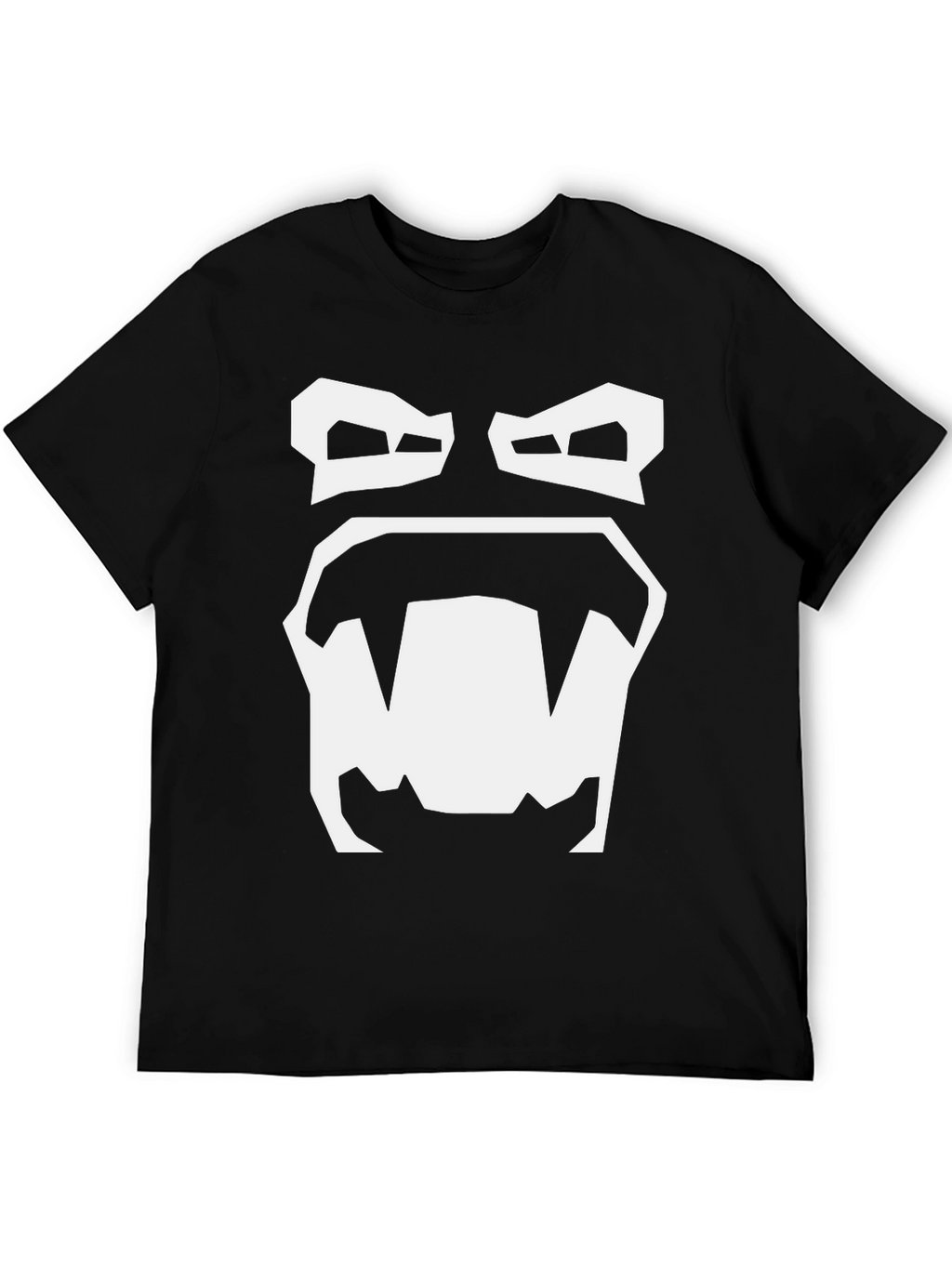 Cartoon Monster Face Graphic Tee - Black Cotton T-Shirt