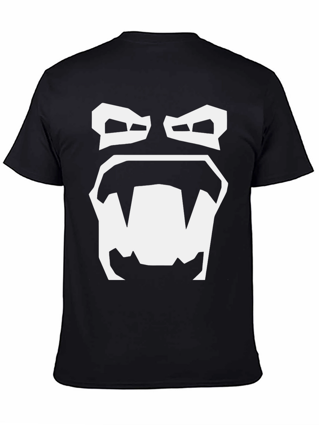 Cartoon Monster Face Graphic Tee - Black Cotton T-Shirt