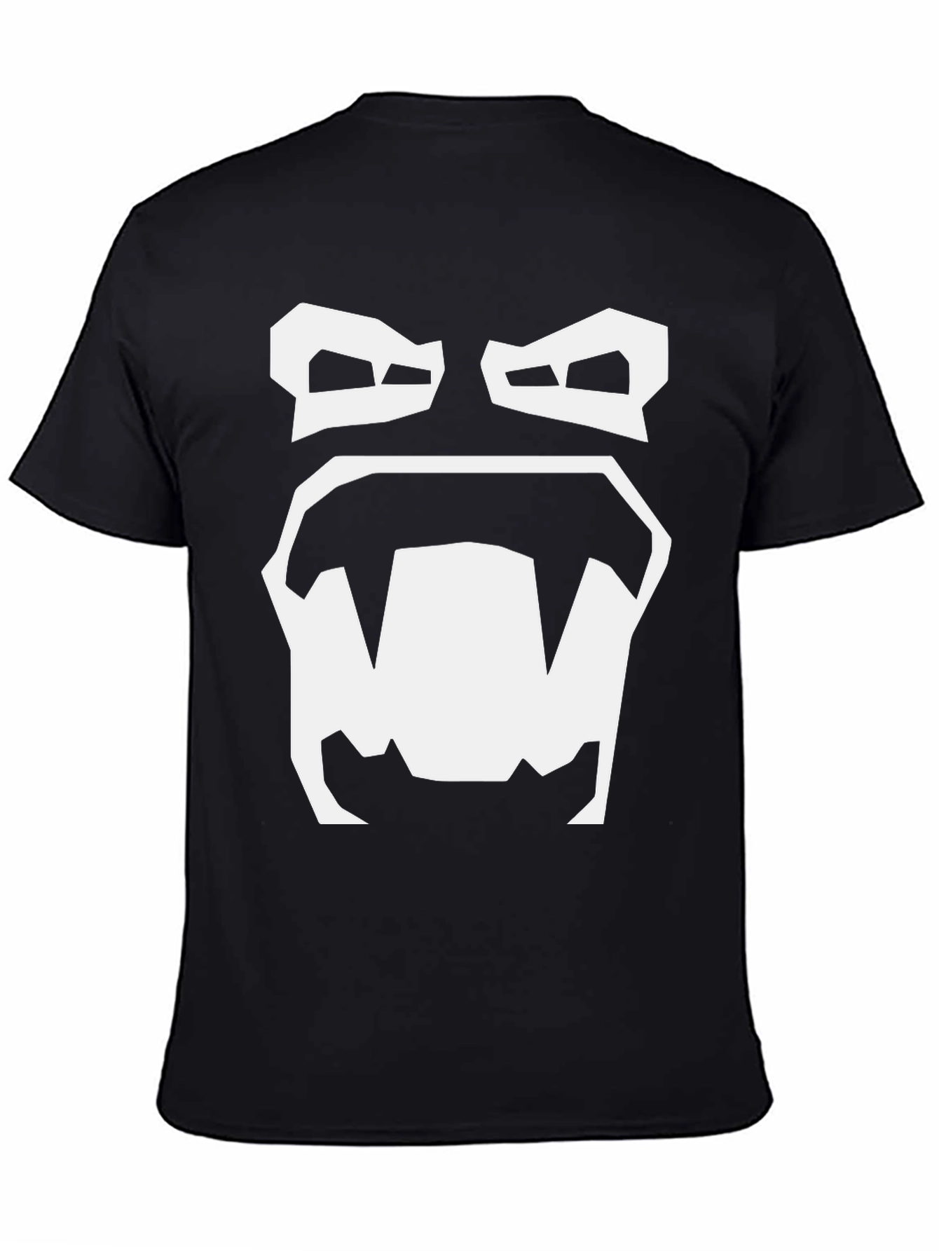 Cartoon Monster Face Graphic Tee - Black Cotton T-Shirt