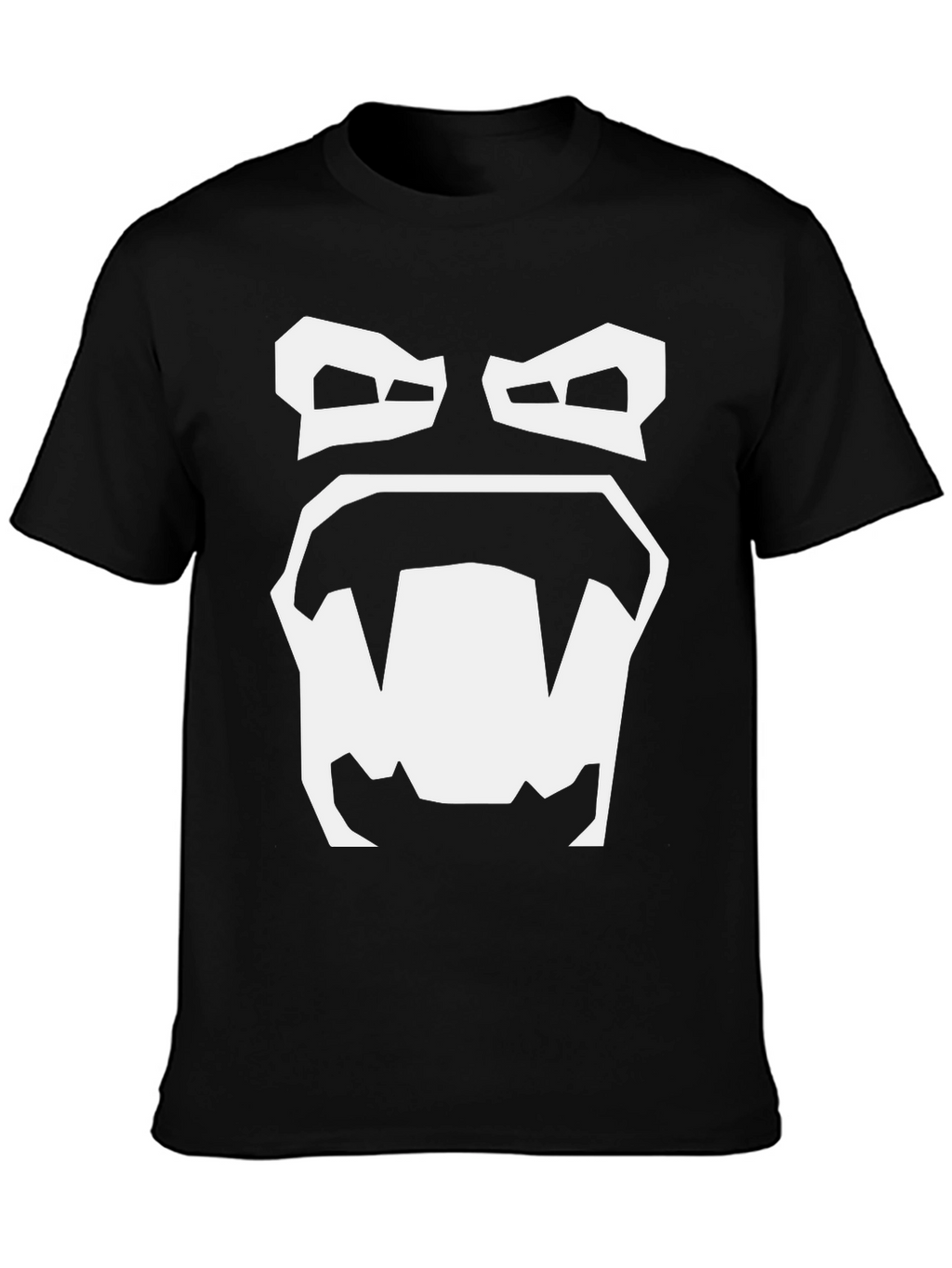 Cartoon Monster Face Graphic Tee - Black Cotton T-Shirt