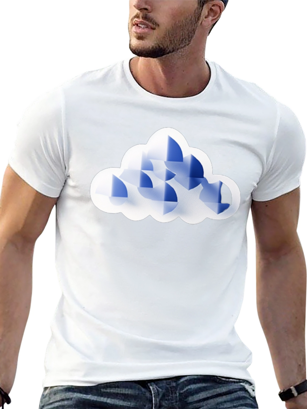 Geometric Cloud Graphic Tee - Black