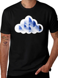Geometric Cloud Graphic Tee - Black