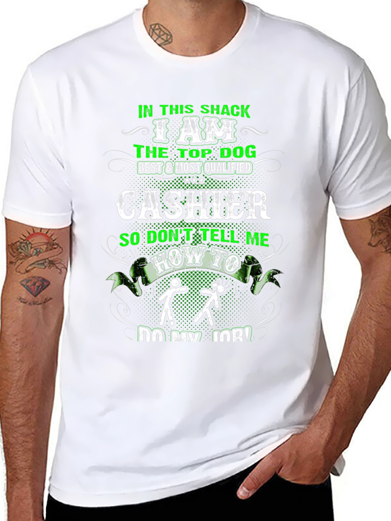 Cashier Top Dog Funny Graphic T-Shirt