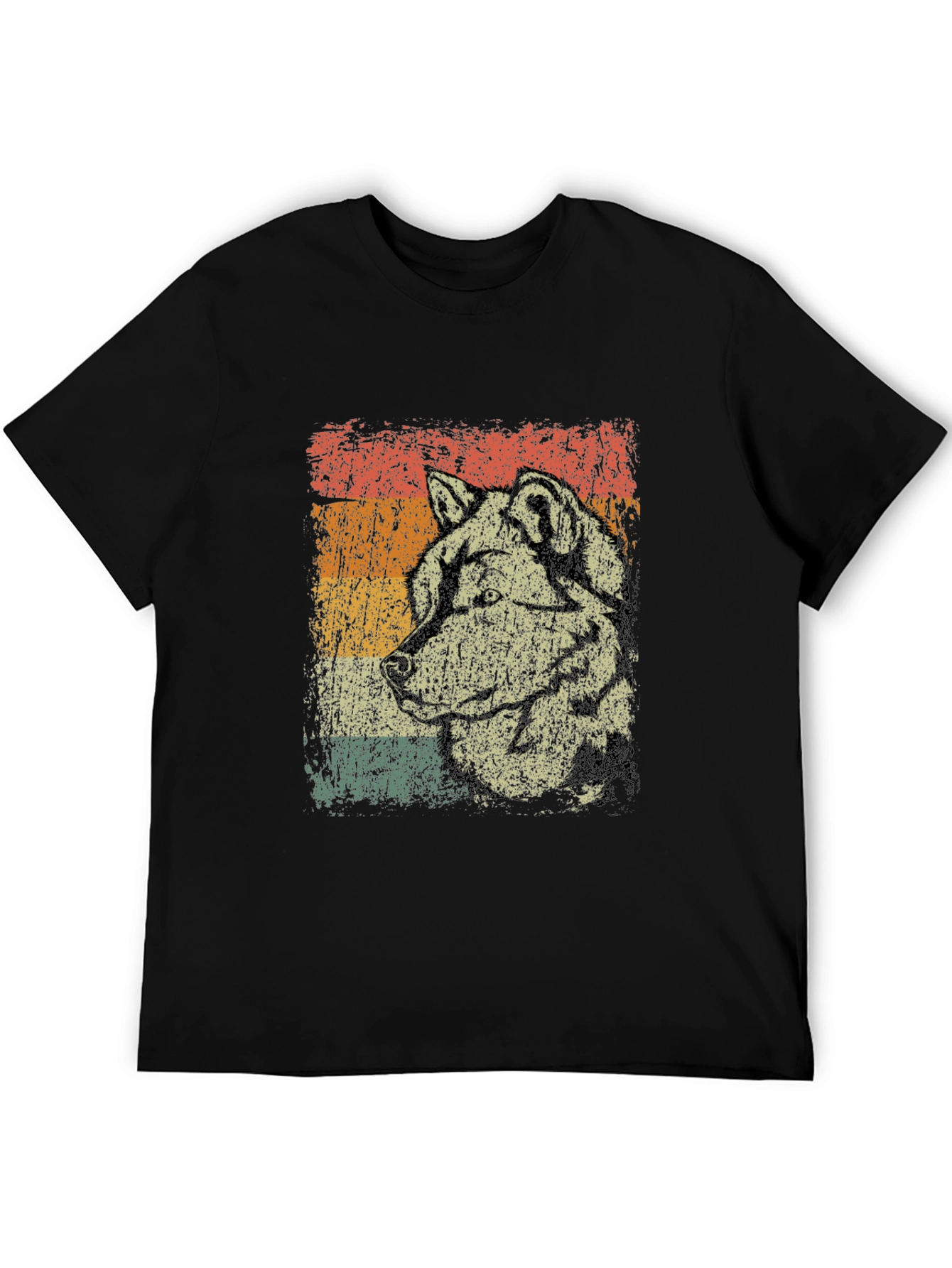 Vintage Wolf Graphic Tee - Retro Animal Design