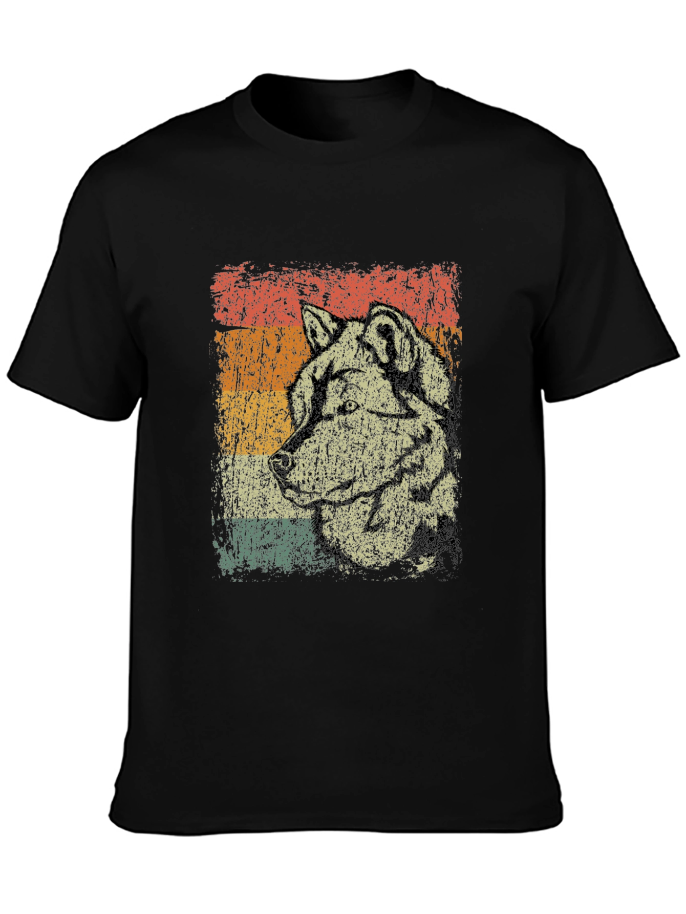 Vintage Wolf Graphic Tee - Retro Animal Design