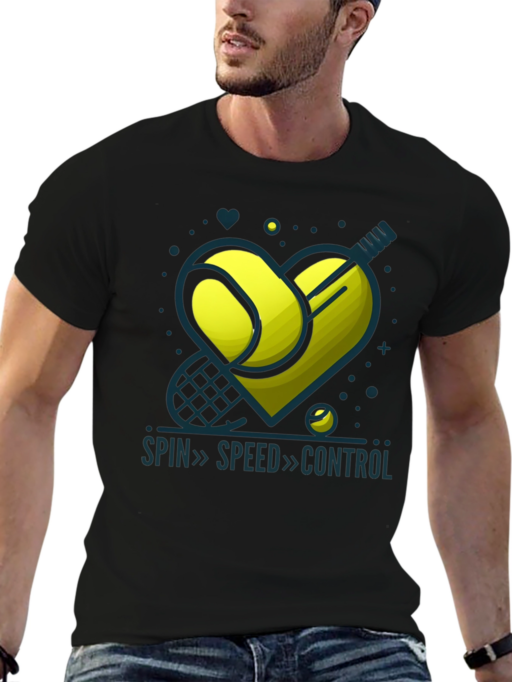 Tennis Love T-Shirt: Spin Speed Control Design