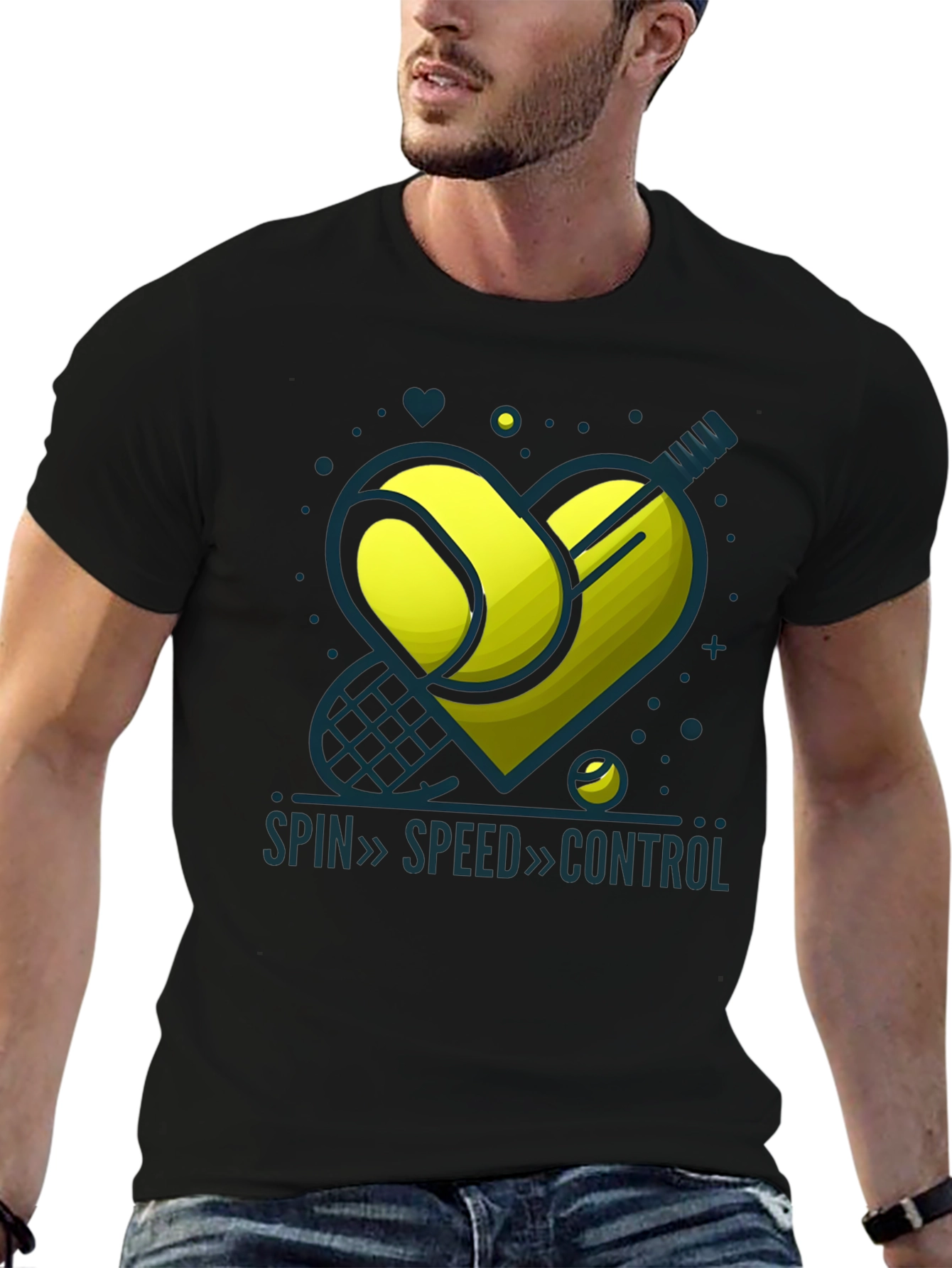 Tennis Love T-Shirt: Spin Speed Control Design