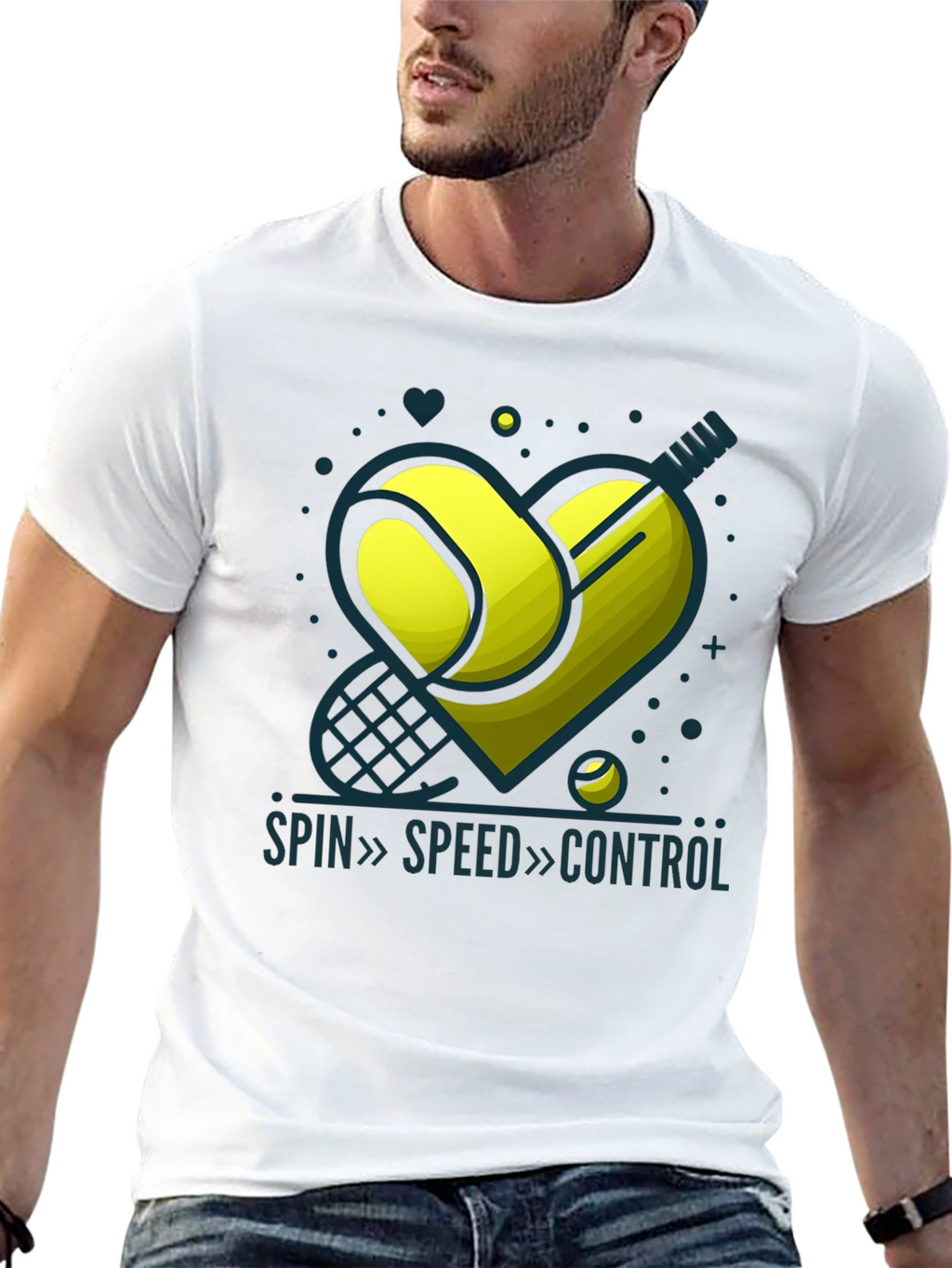 Tennis Love T-Shirt: Spin Speed Control Design