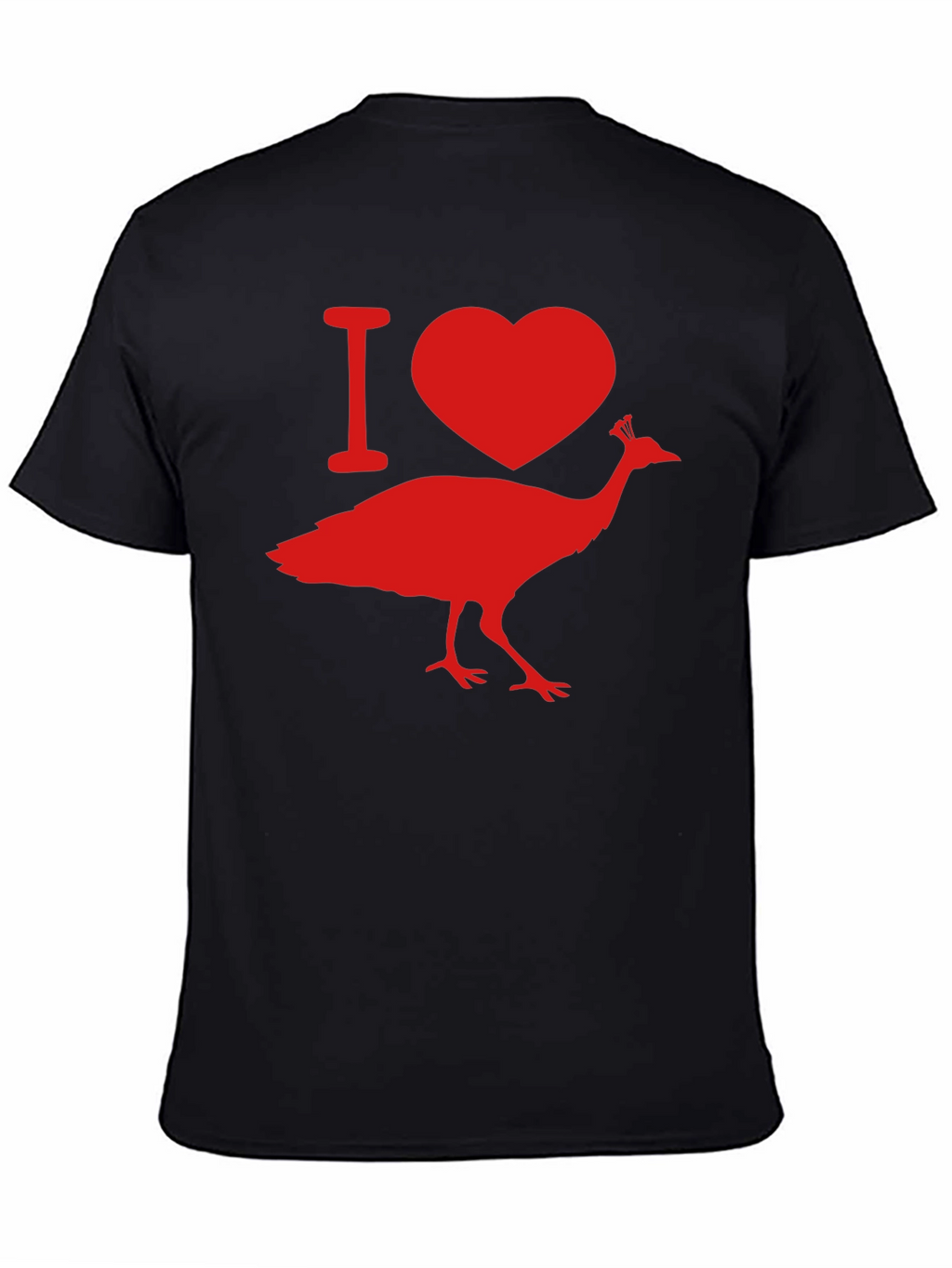 I Love Peacock Tee - Black Graphic T-Shirt
