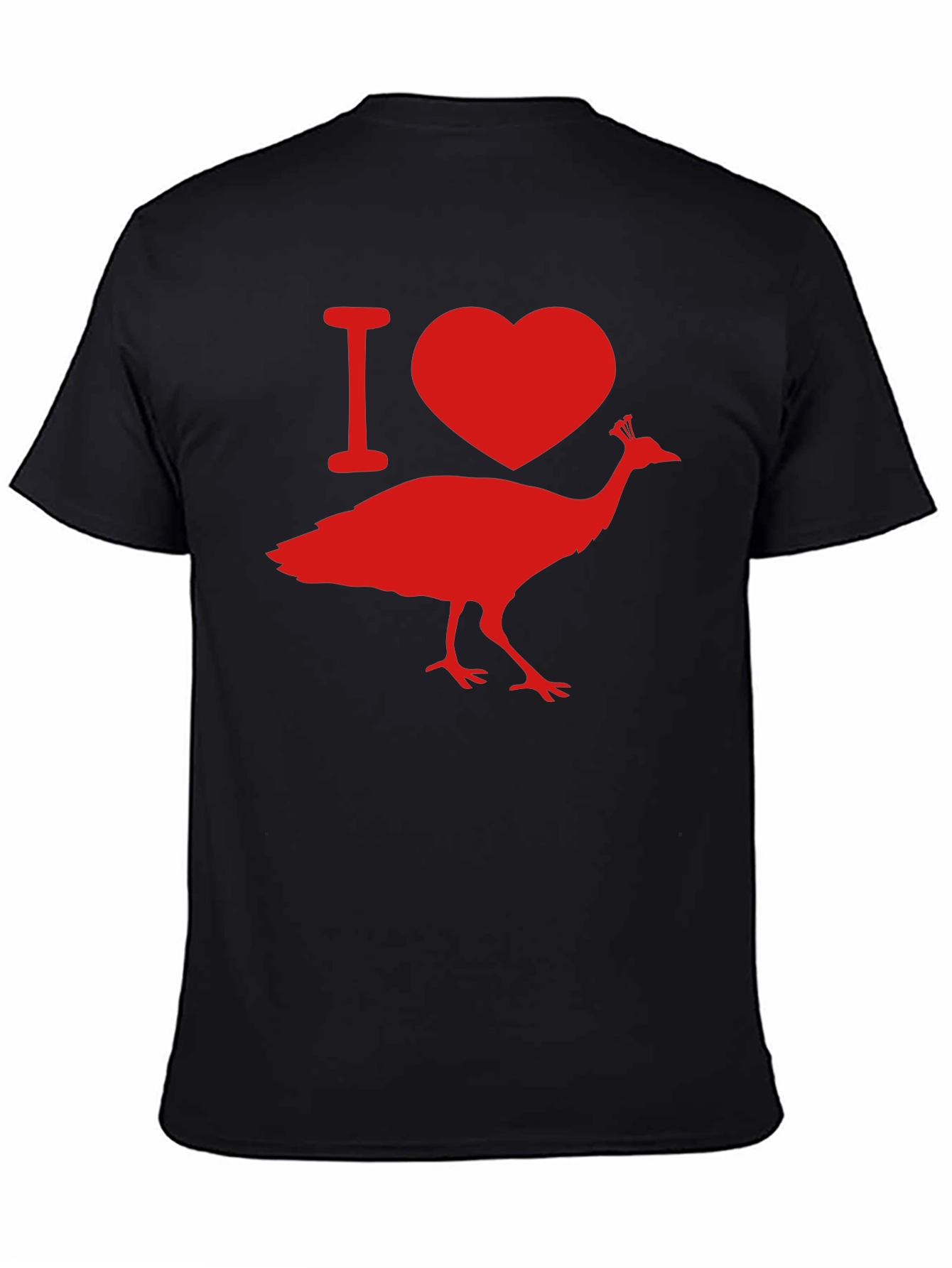 I Love Peacock Tee - Black Graphic T-Shirt