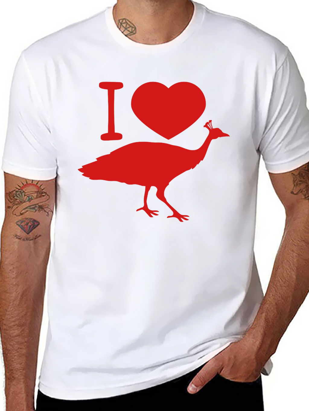 I Love Peacock Tee - Black Graphic T-Shirt