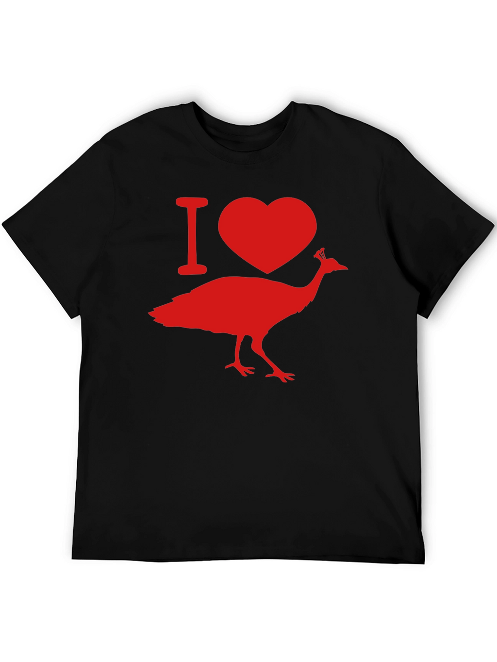I Love Peacock Tee - Black Graphic T-Shirt