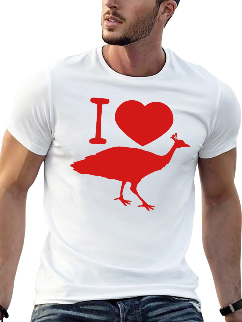 I Love Peacock Tee - Black Graphic T-Shirt