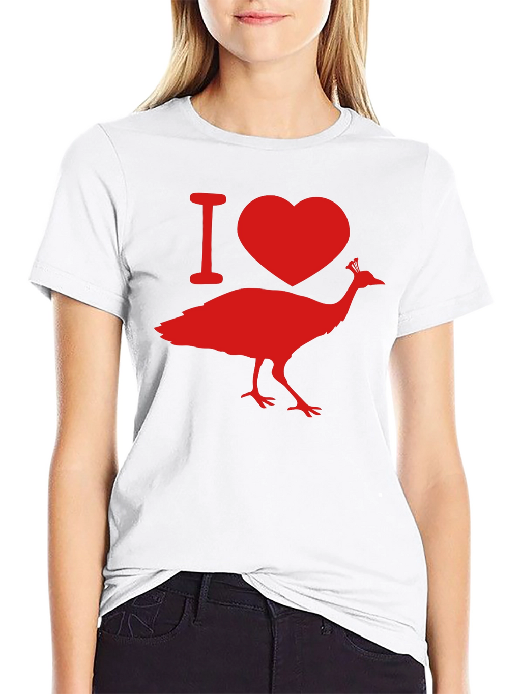 I Love Peacock Tee - Black Graphic T-Shirt