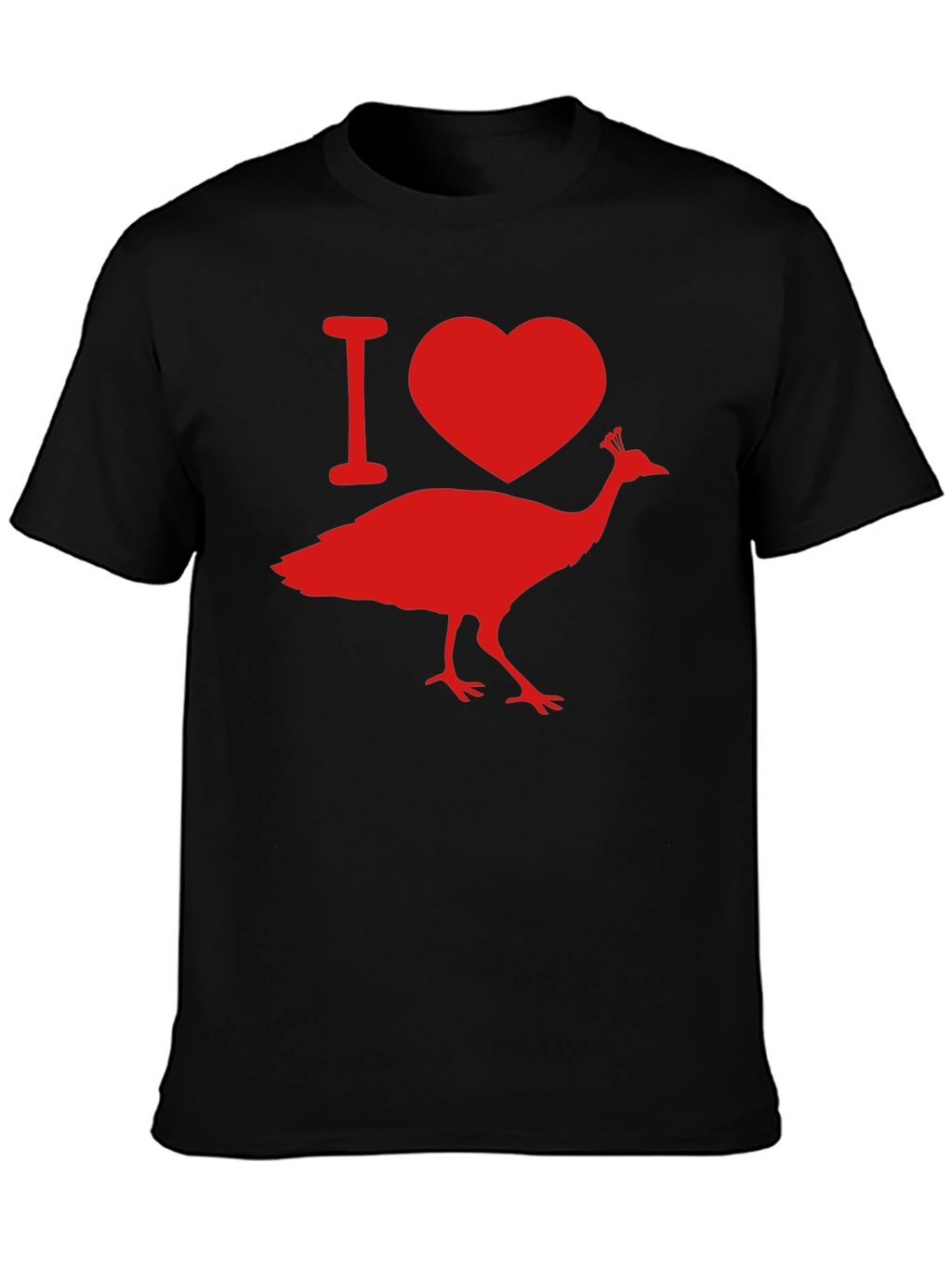 I Love Peacock Tee - Black Graphic T-Shirt