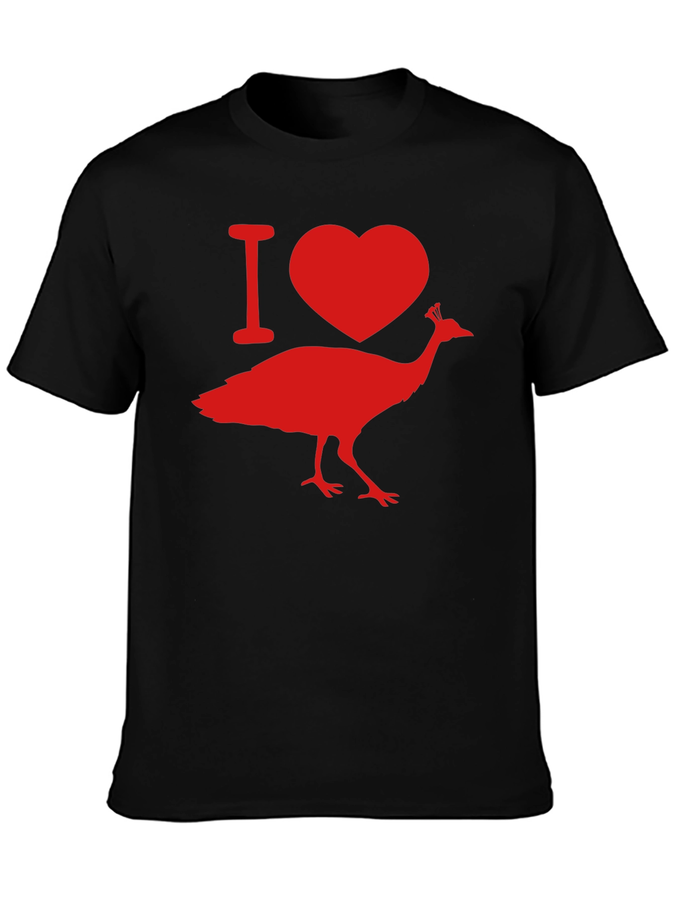 I Love Peacock Tee - Black Graphic T-Shirt