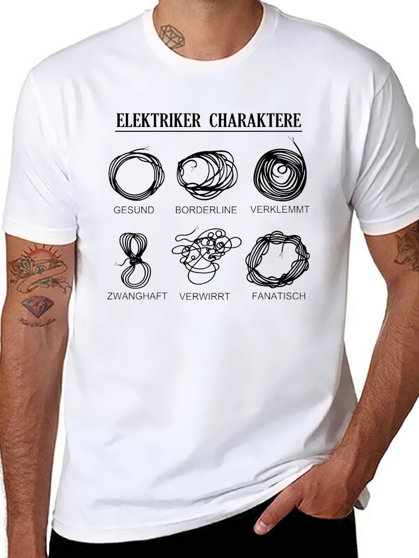 Elektriker Charaktere Graphic Tee - Electrician Humor T-Shirt
